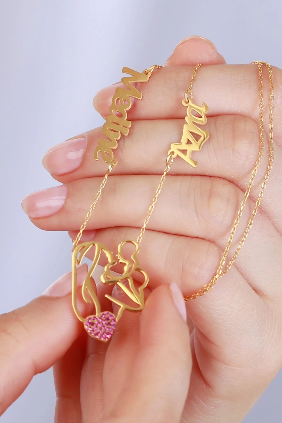 Gümüş Anne Bebek Isimli Kolye