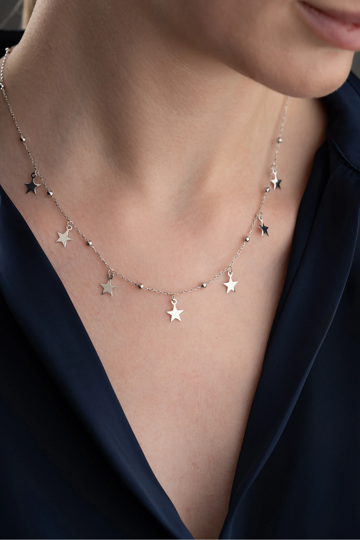 Gümüş Yıldız Salaş Kolye