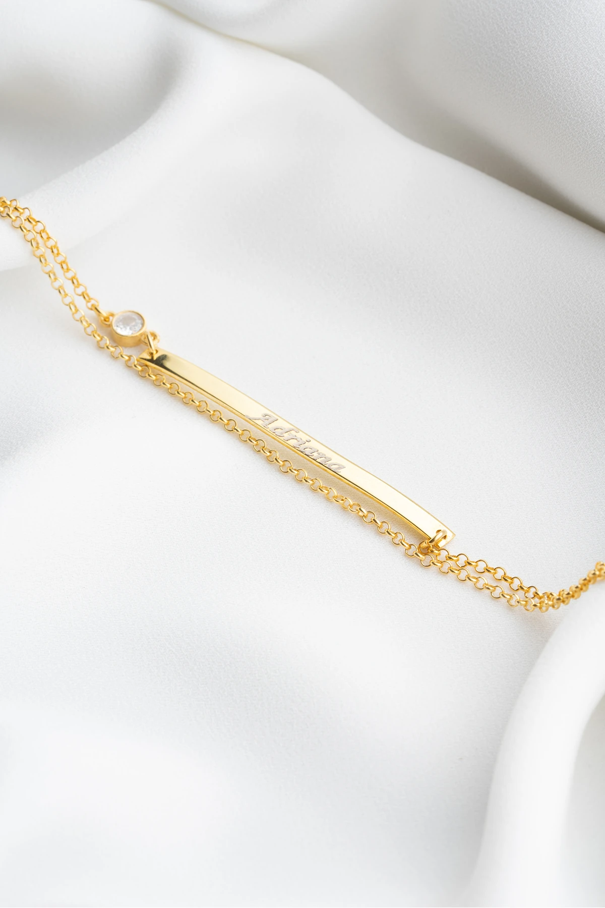 Gümüş Gold İsimli Tektaş Bileklik