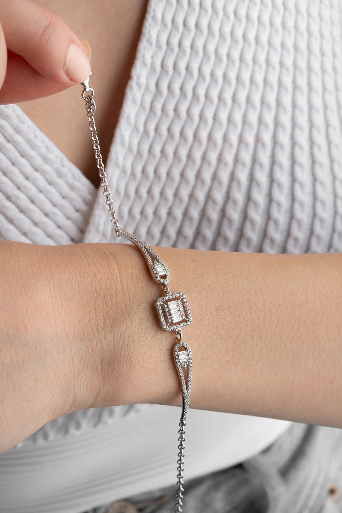 Gümüş Baget Tektaş Bileklik