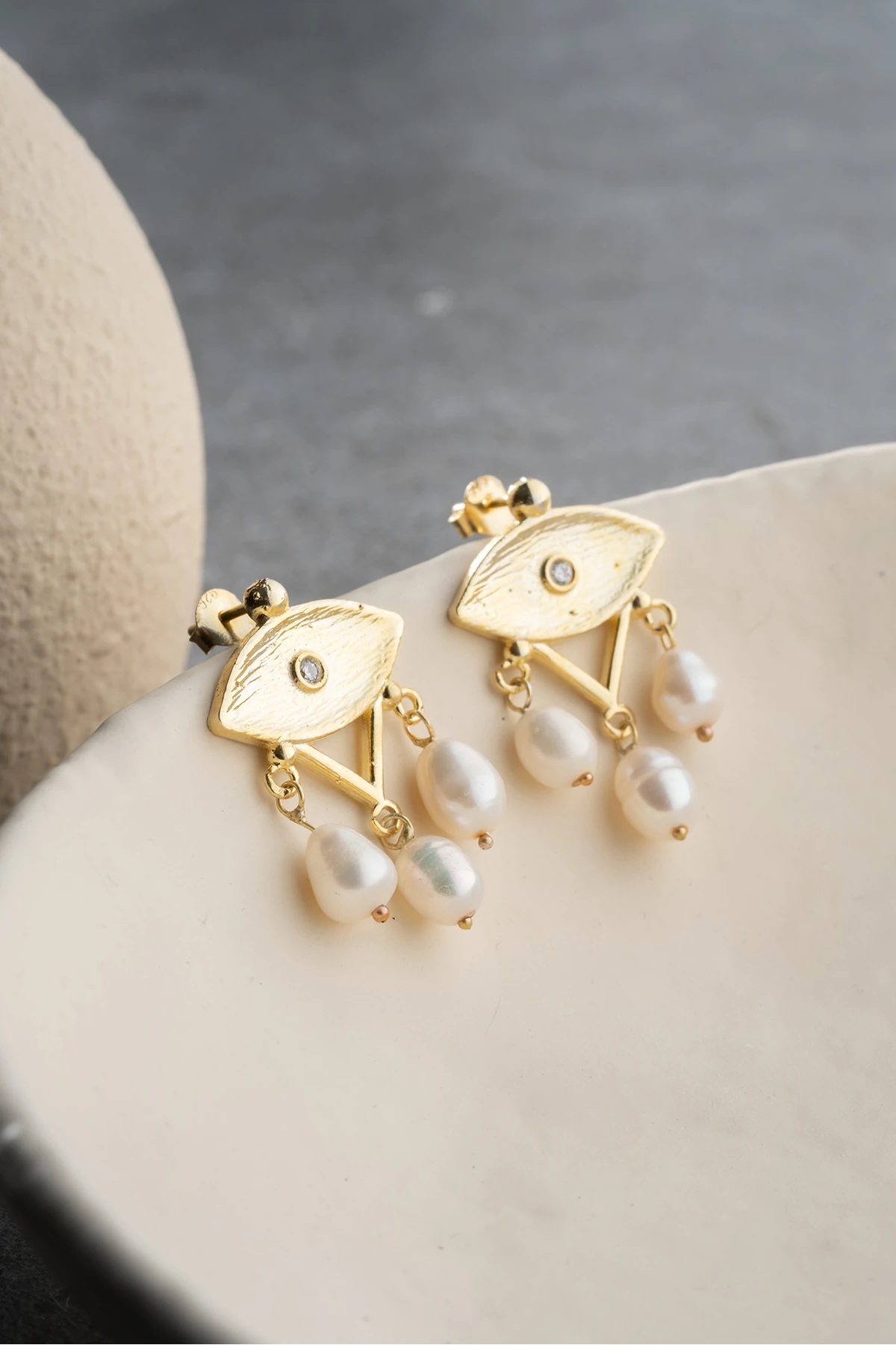 Gümüş incili Trend Gold Küpe