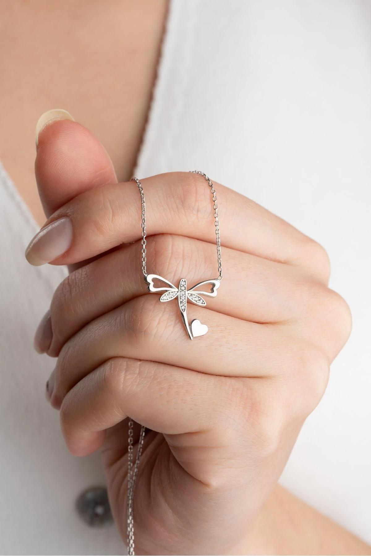 Gümüş Kalpli Yusufçuk Kolye