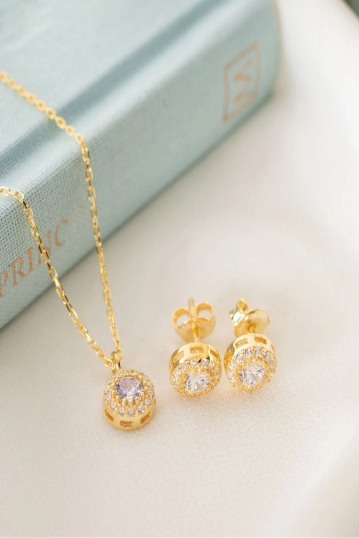 Gümüş Haziran Ayı Doğum Taşı ( Alexsandrite ) Kolye - Küpe Seti