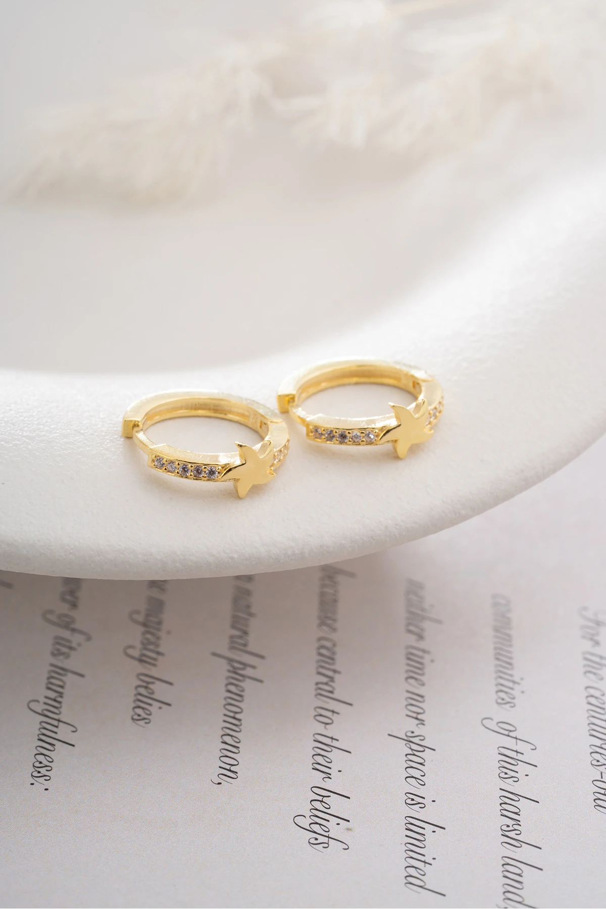 Gümüş Yıldızlı Halka Küpe