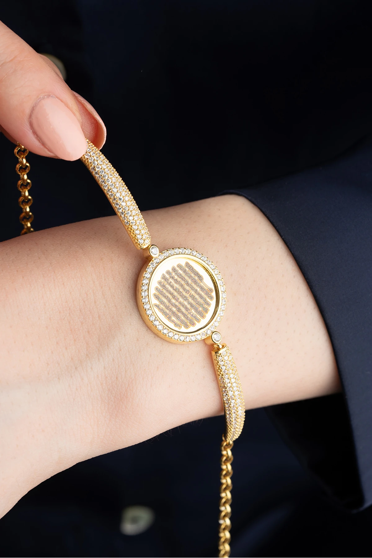 Gümüş Altın Kaplama Ayetel Kursi Dualı Asansörlü Bileklik