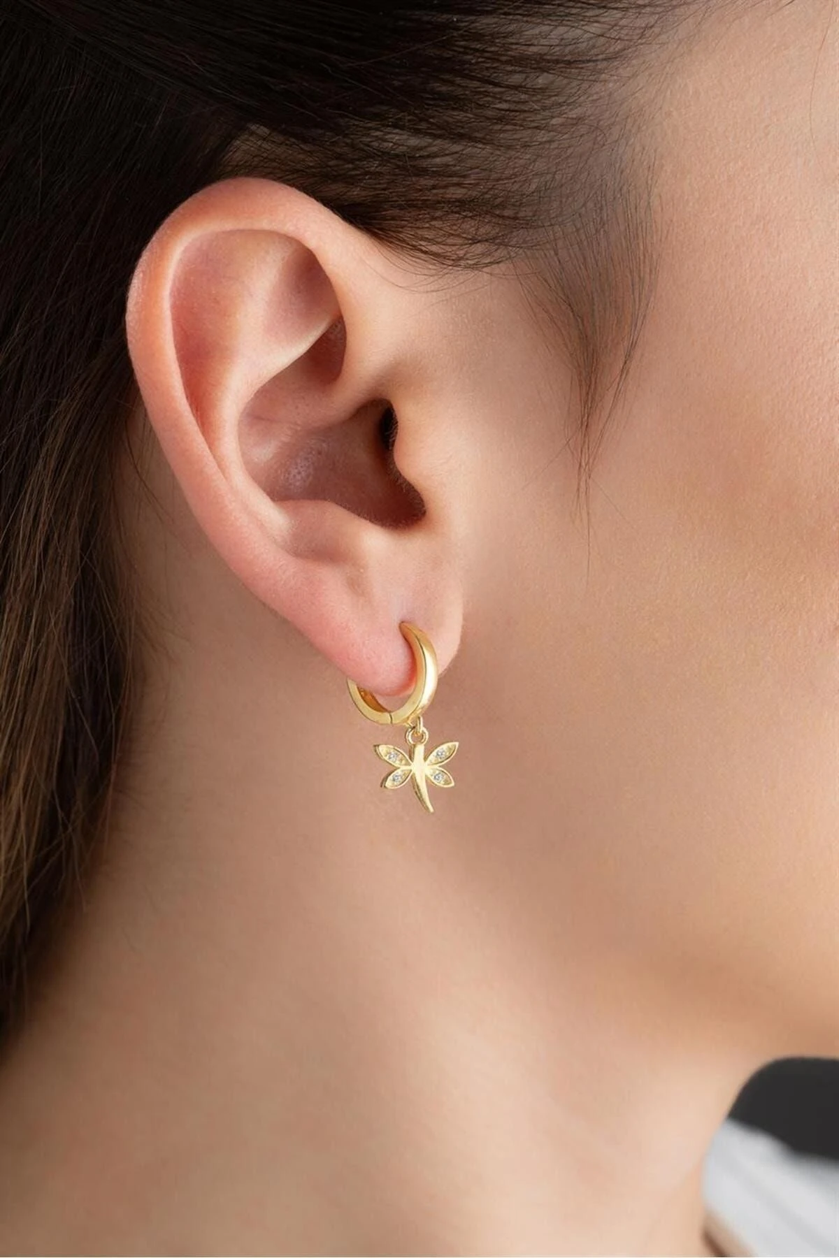 Gold Yusufçuk Gümüş Küpe