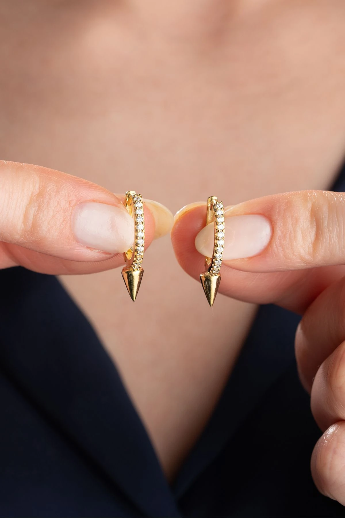 Gümüş Gold Halka Kurşun Küpe