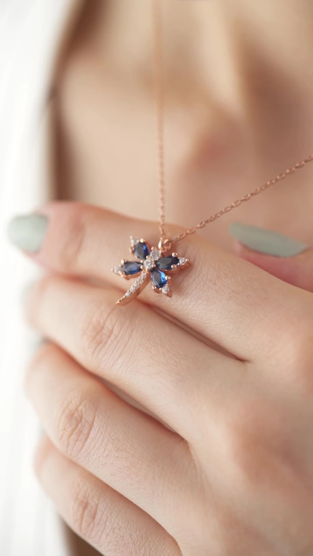 Gümüş Mavi Yusufçuk Kolye