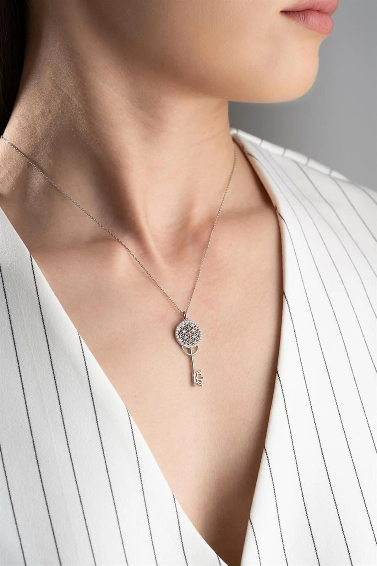 Anahtar Gümüş Kolye