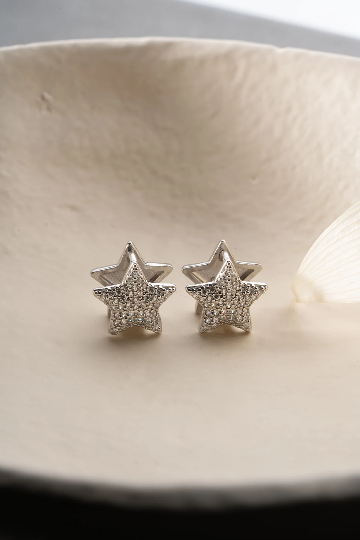 Gümüş Taşlı Yıldız Küpe