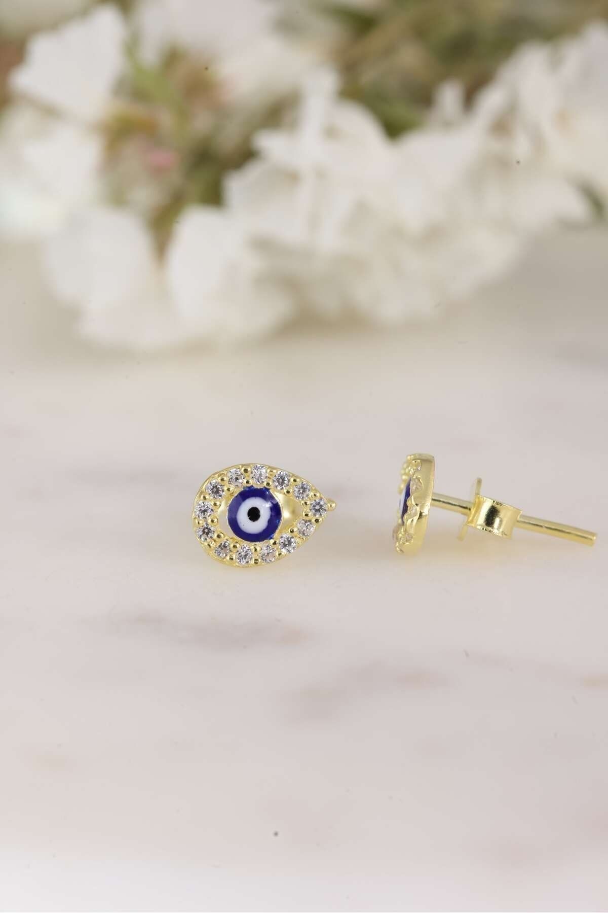 Gümüş Minik Damla Göz Nazar Küpe