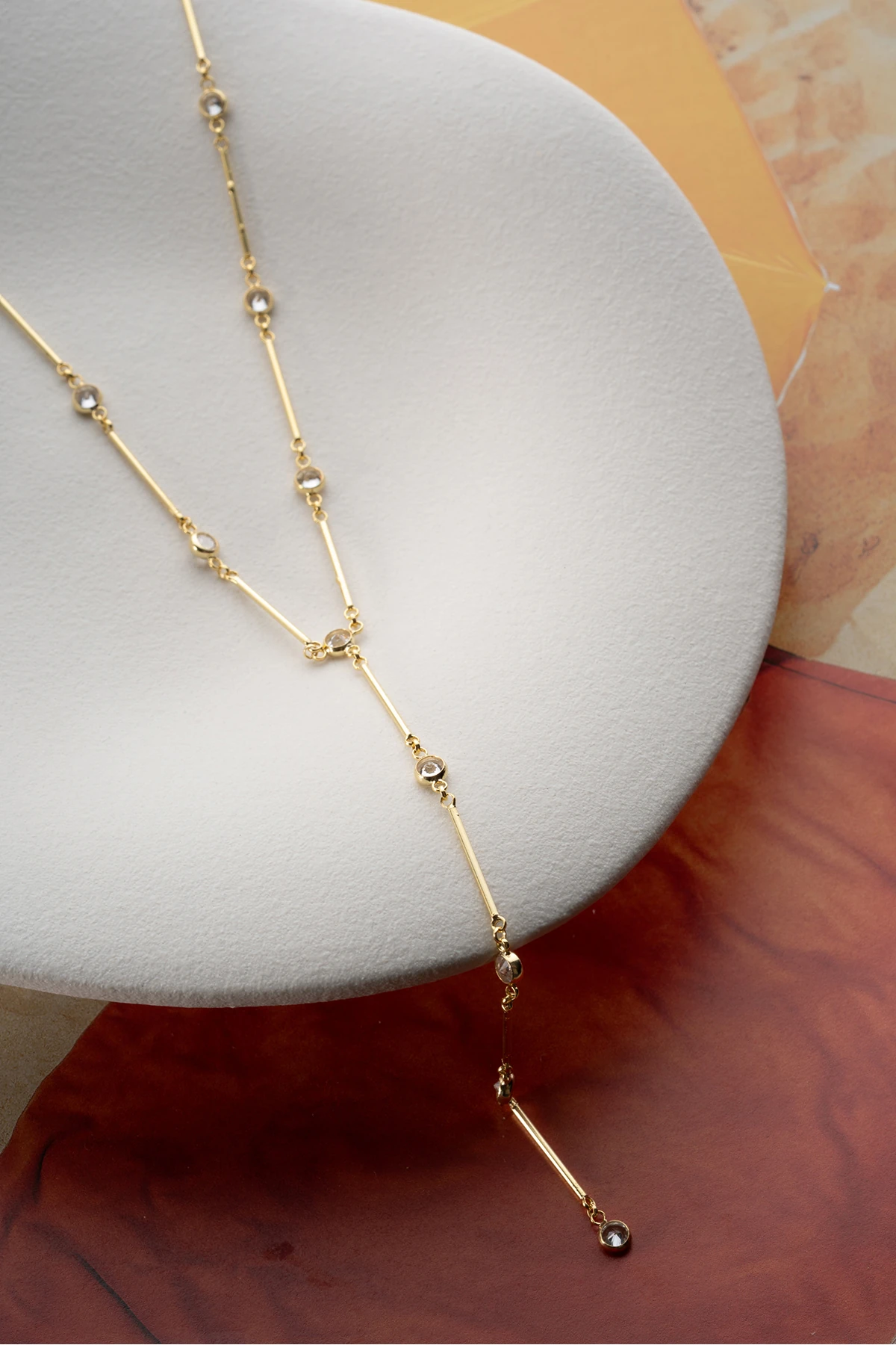 Gümüş Taşlı Y Zincir Kolye