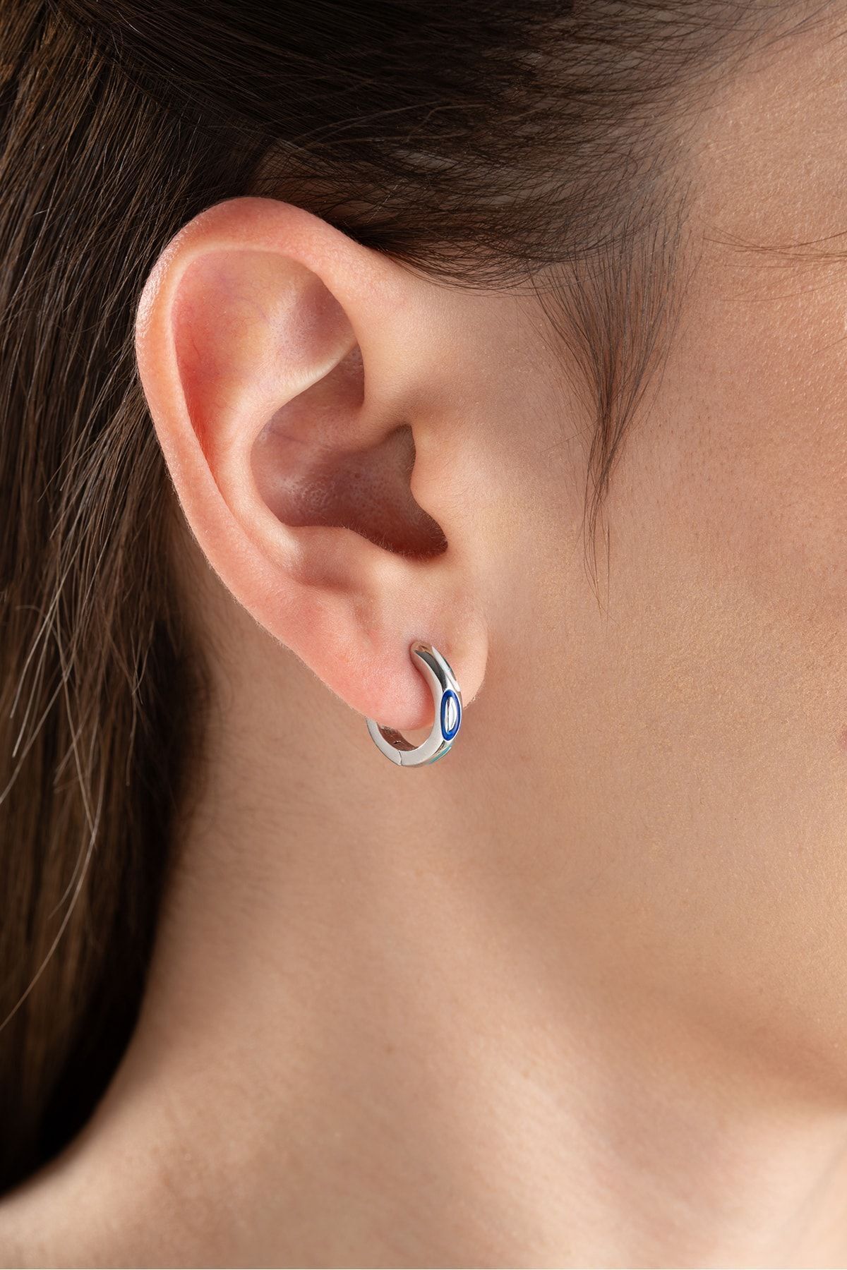 Gümüş Mineli Halka küpe