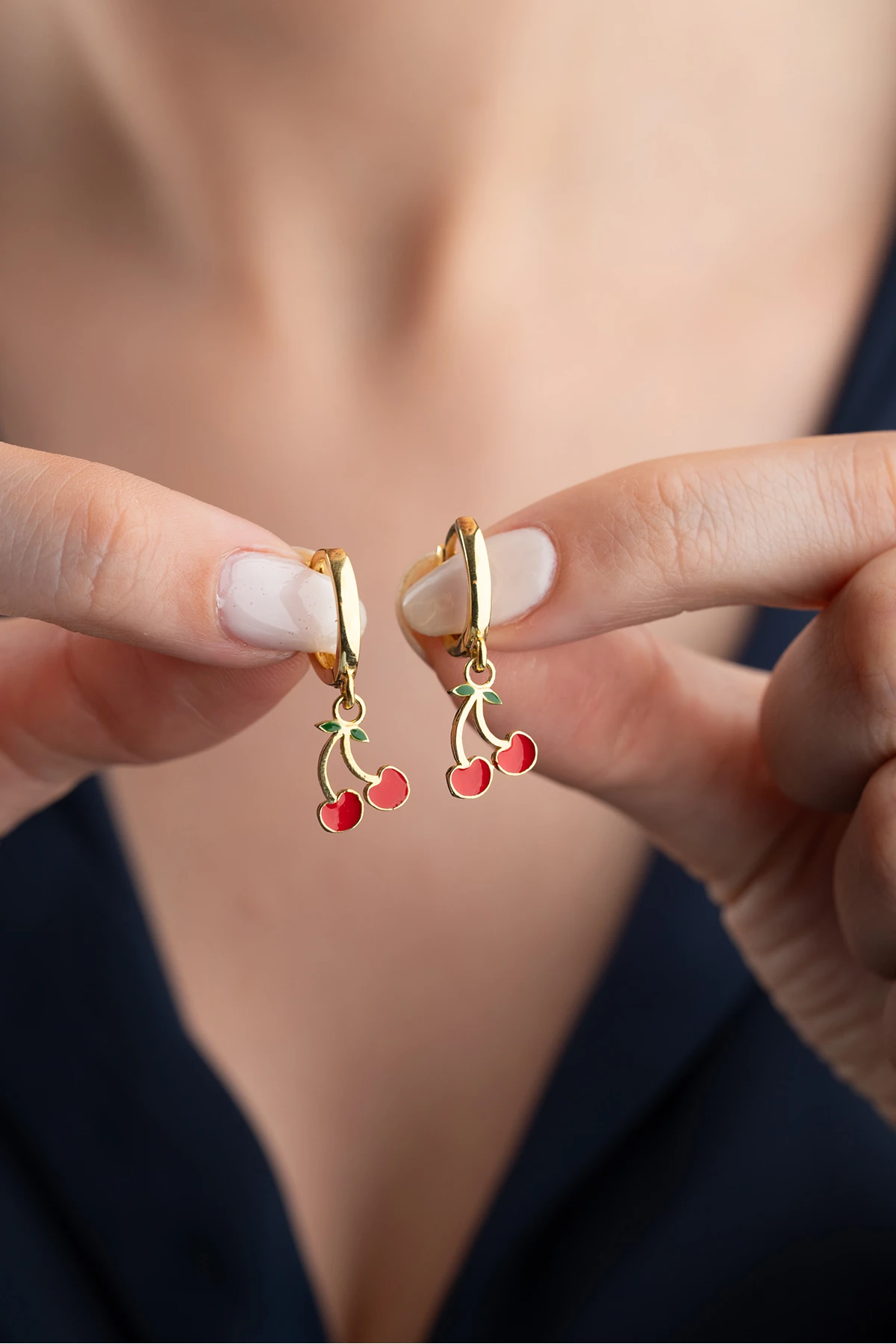 Gümüş Kiraz Çocuk Küpe