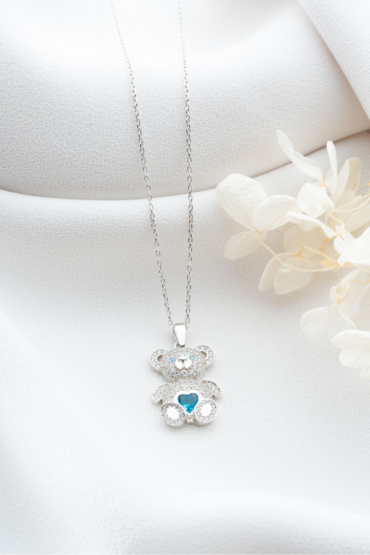 Gümüş Zirkon Taşlı Ayıcık Kolye