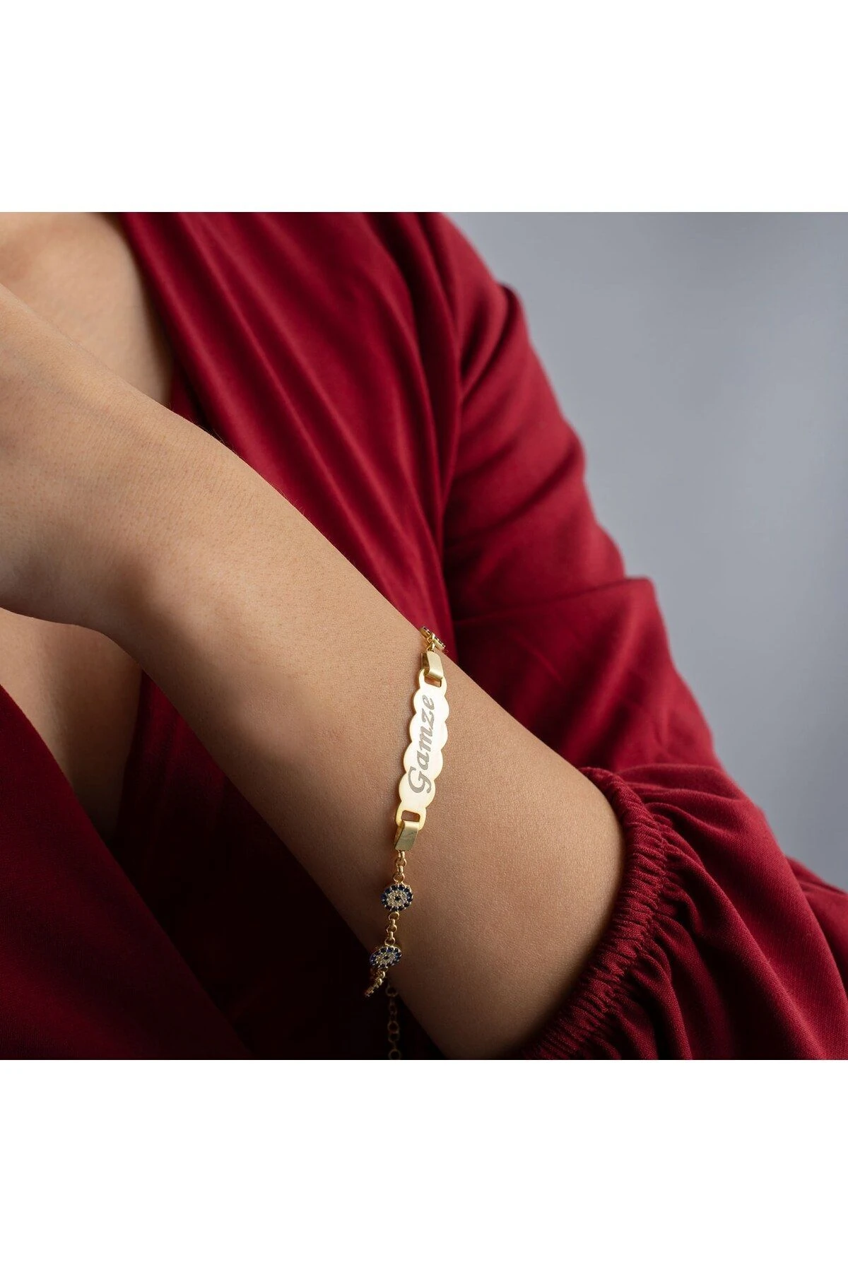 Gümüş Kişiye Özel Nazarlı Bileklik