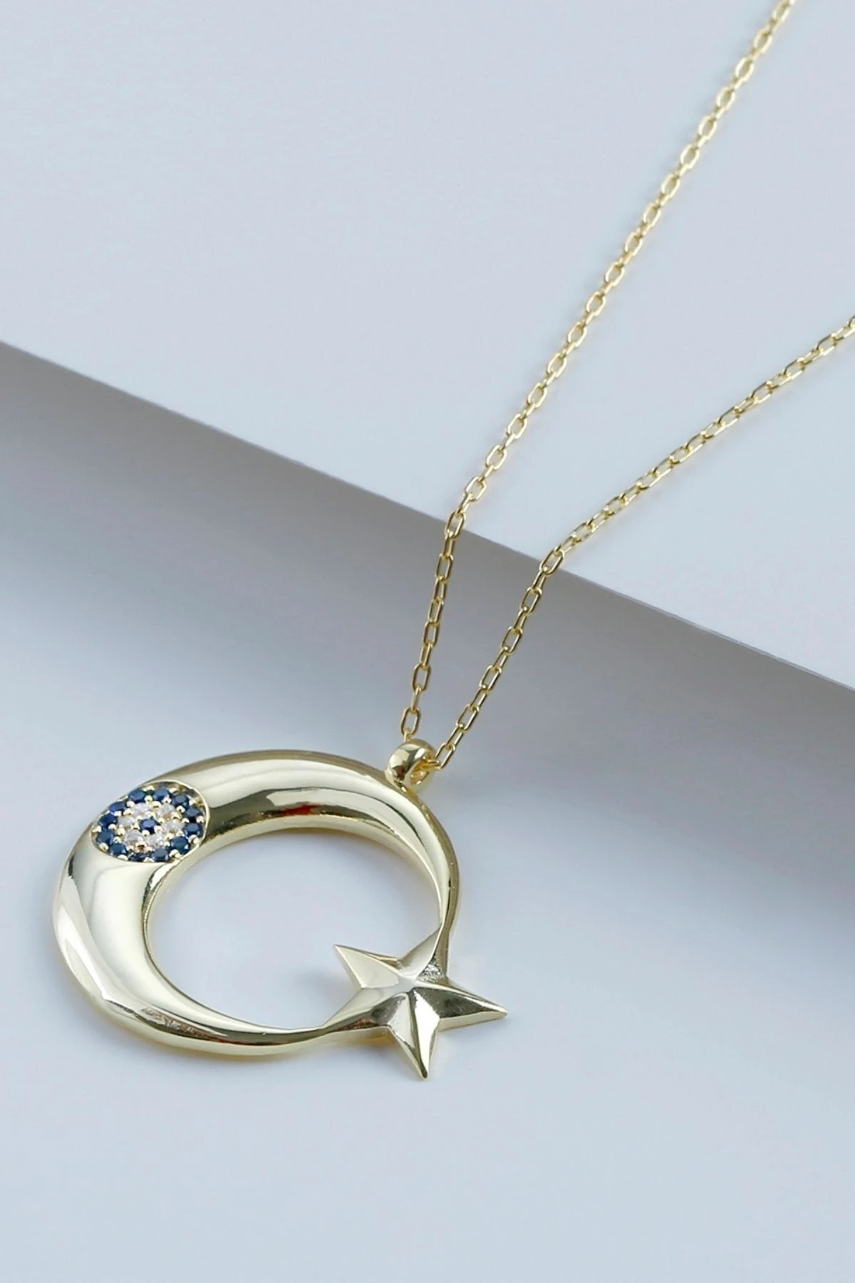 Nazarlı Ayyıldız Gümüş Kolye