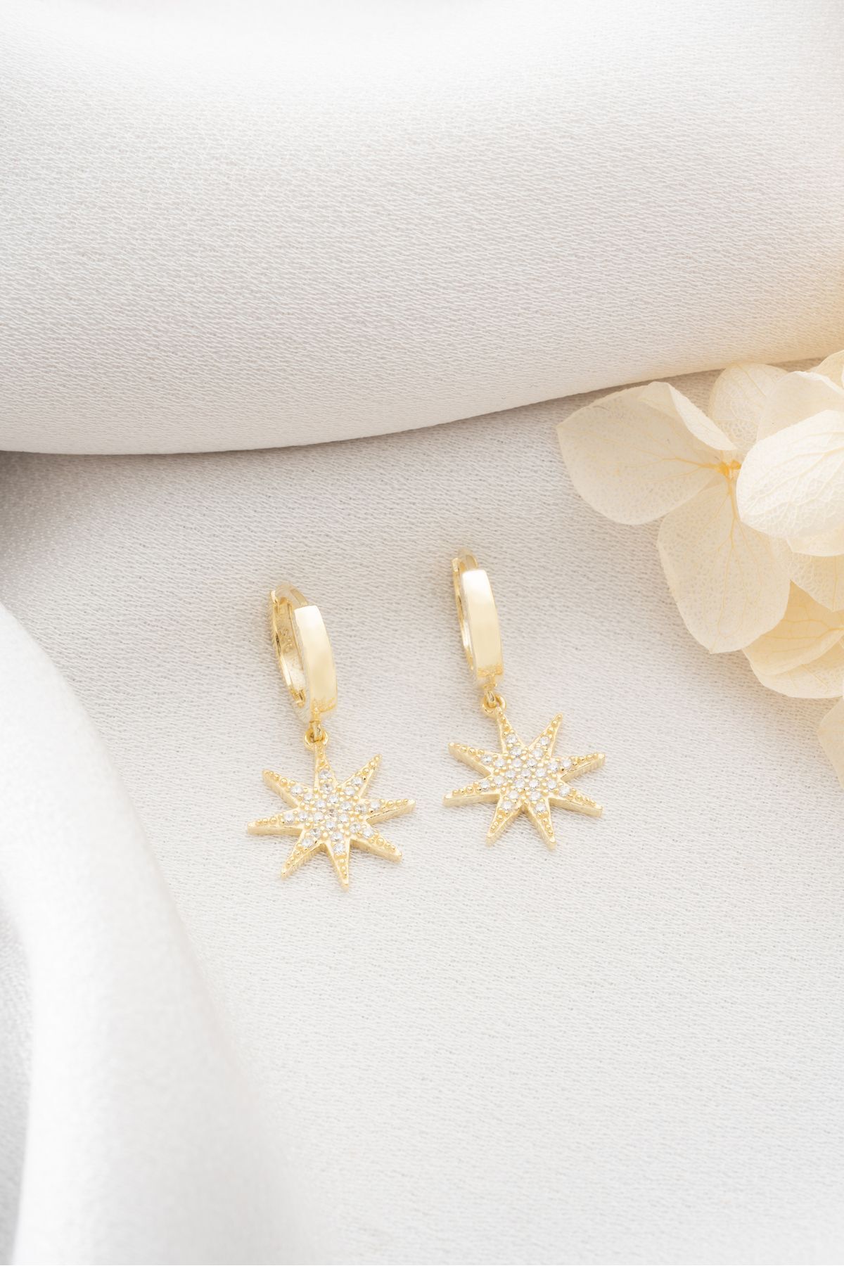 Gümüş Halka Kutup Yıldızı Küpe