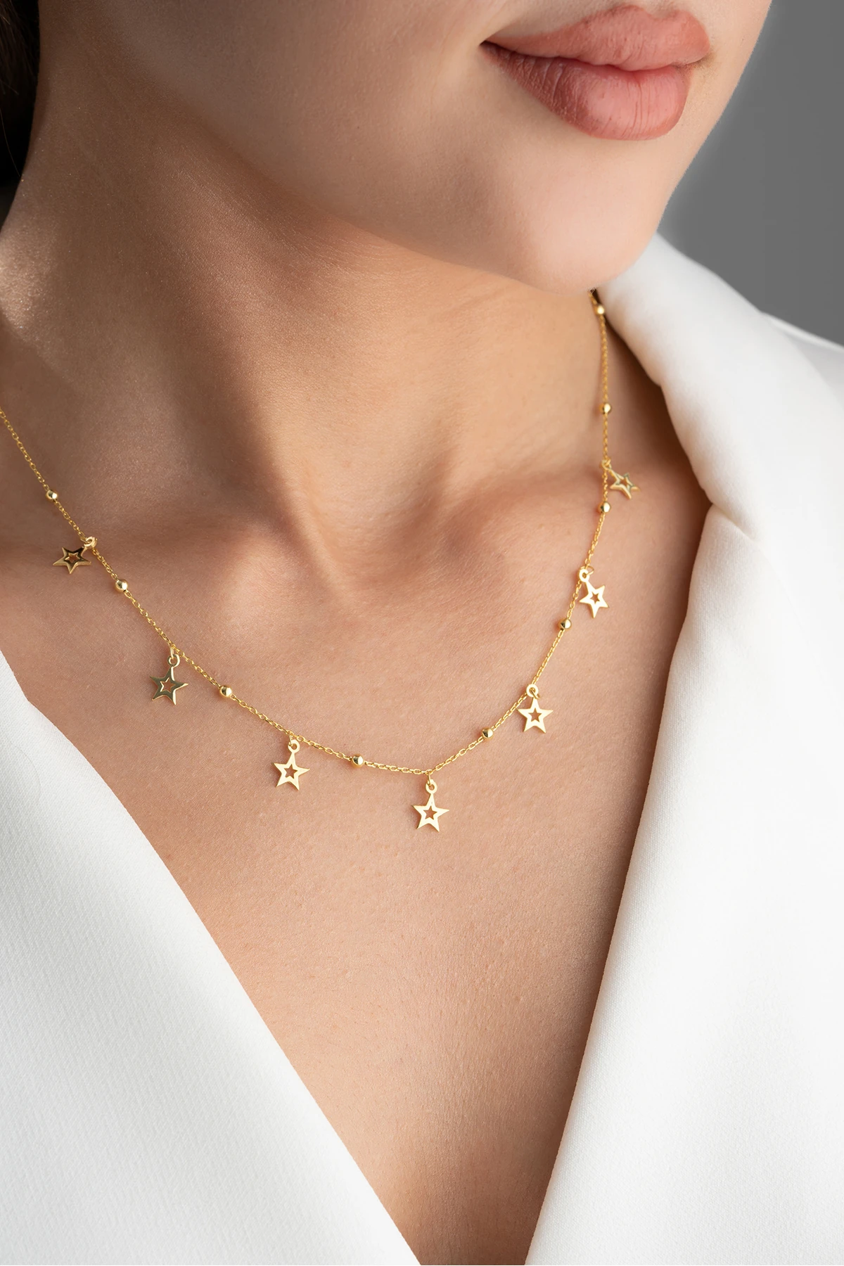 Gümüş Yıldızlı Şans Kolye