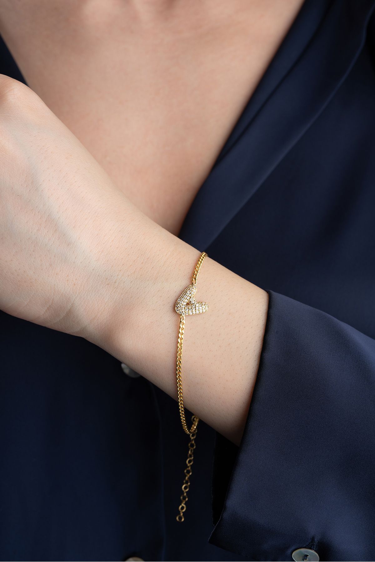 Gümüş Gold Balon Harf Bileklik