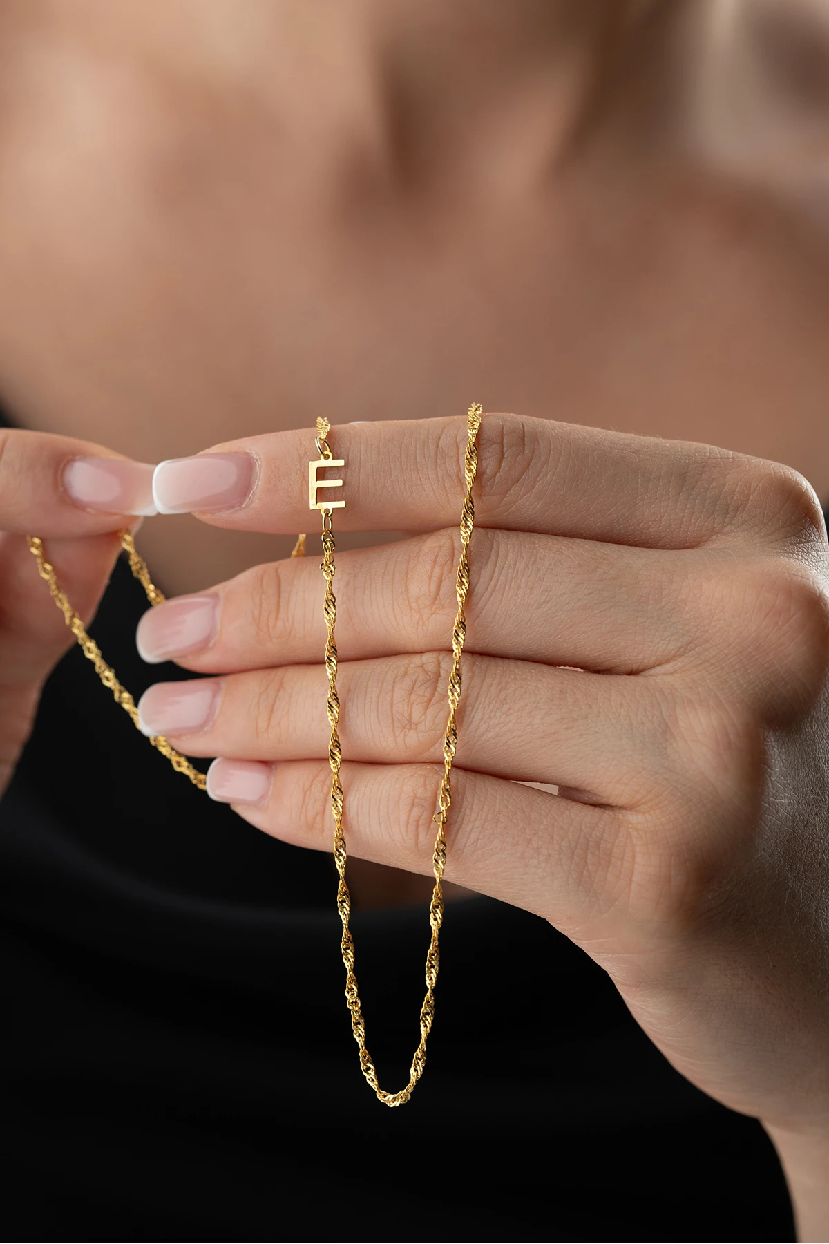 Gümüş Singapur Harf Model Kolye