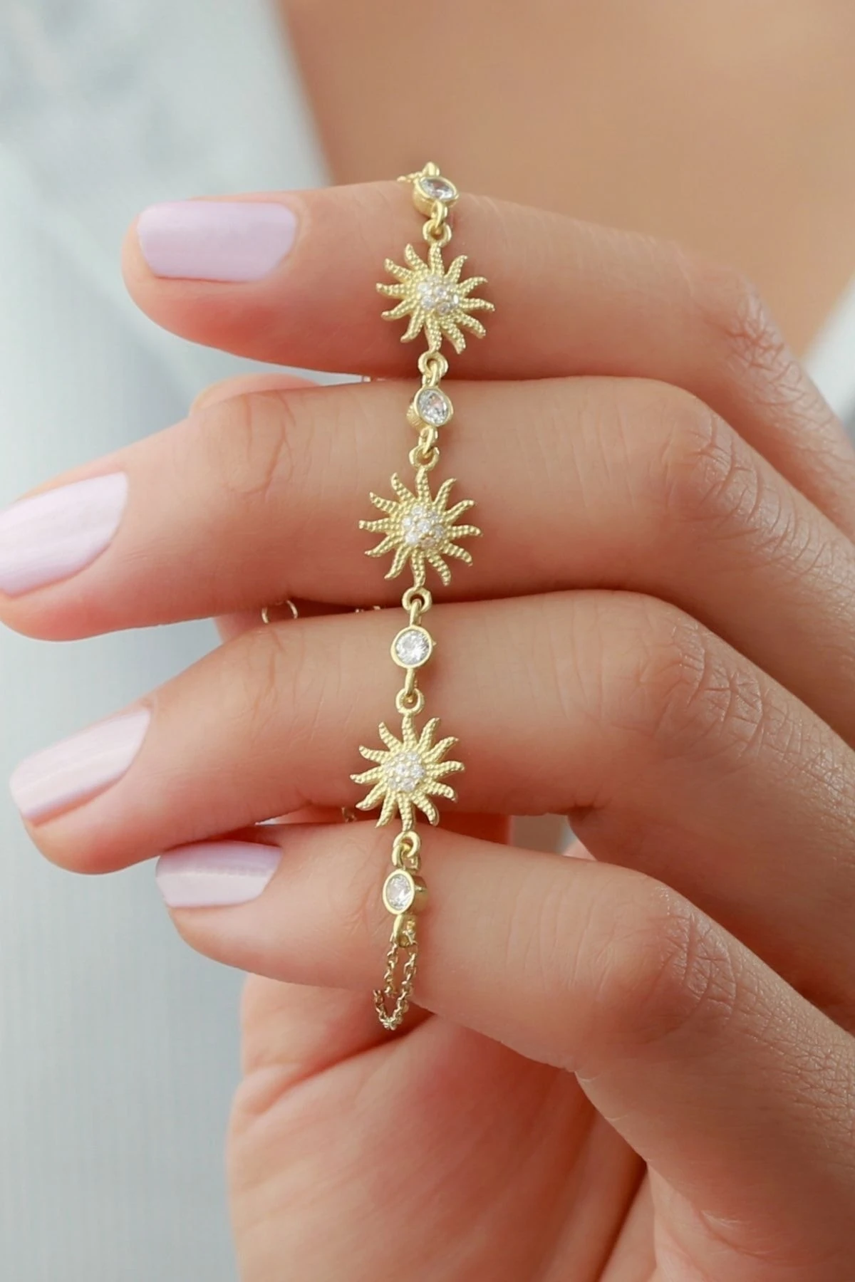 3'lü Güneş Gold Gümüş Bileklik