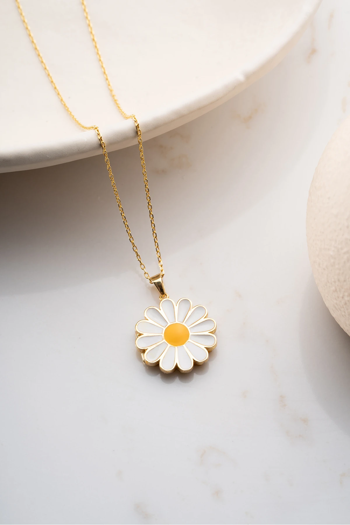 Gümüş Resimlik Papatya Kolye