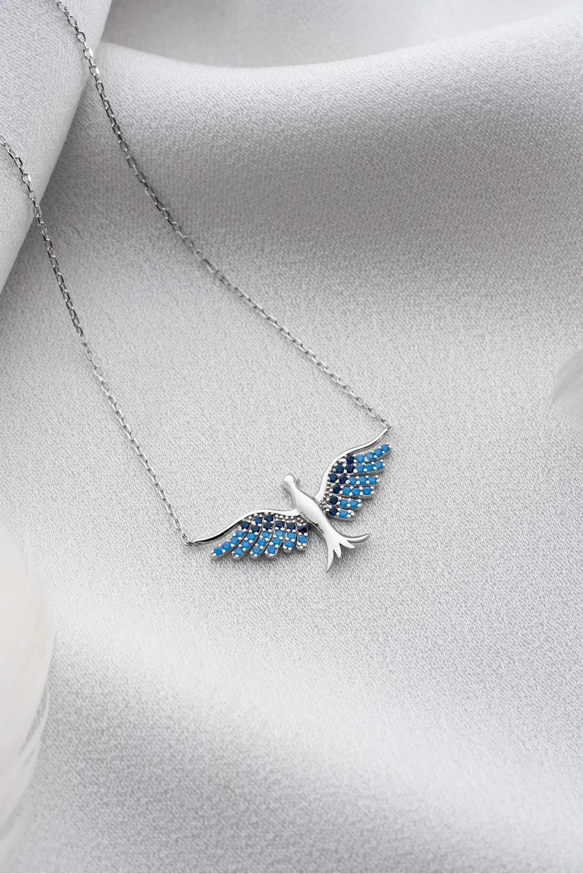 Gümüş Zirkon Taşlı Anka Kuşu Kolye