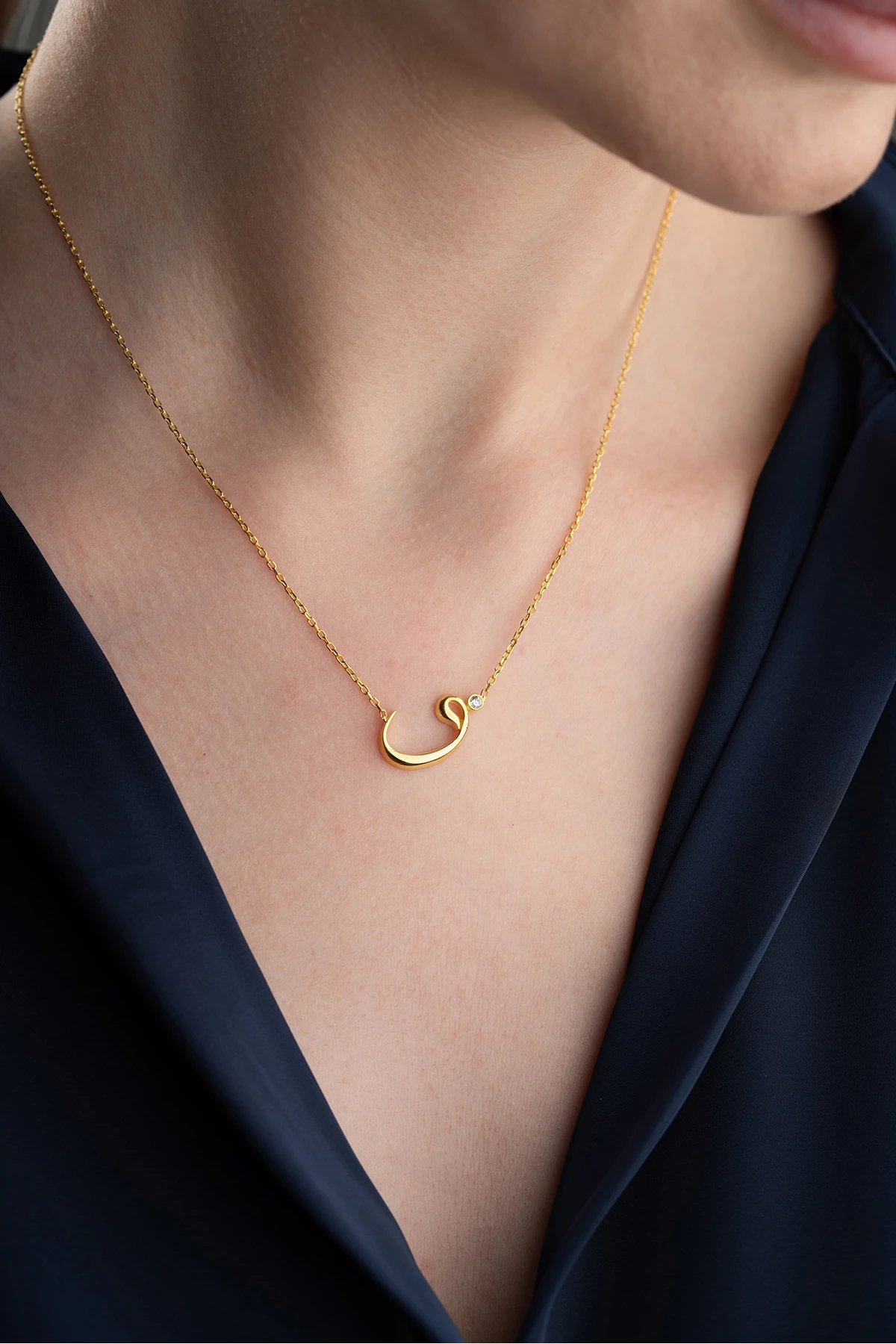 Gümüş Elif Vav Kolye