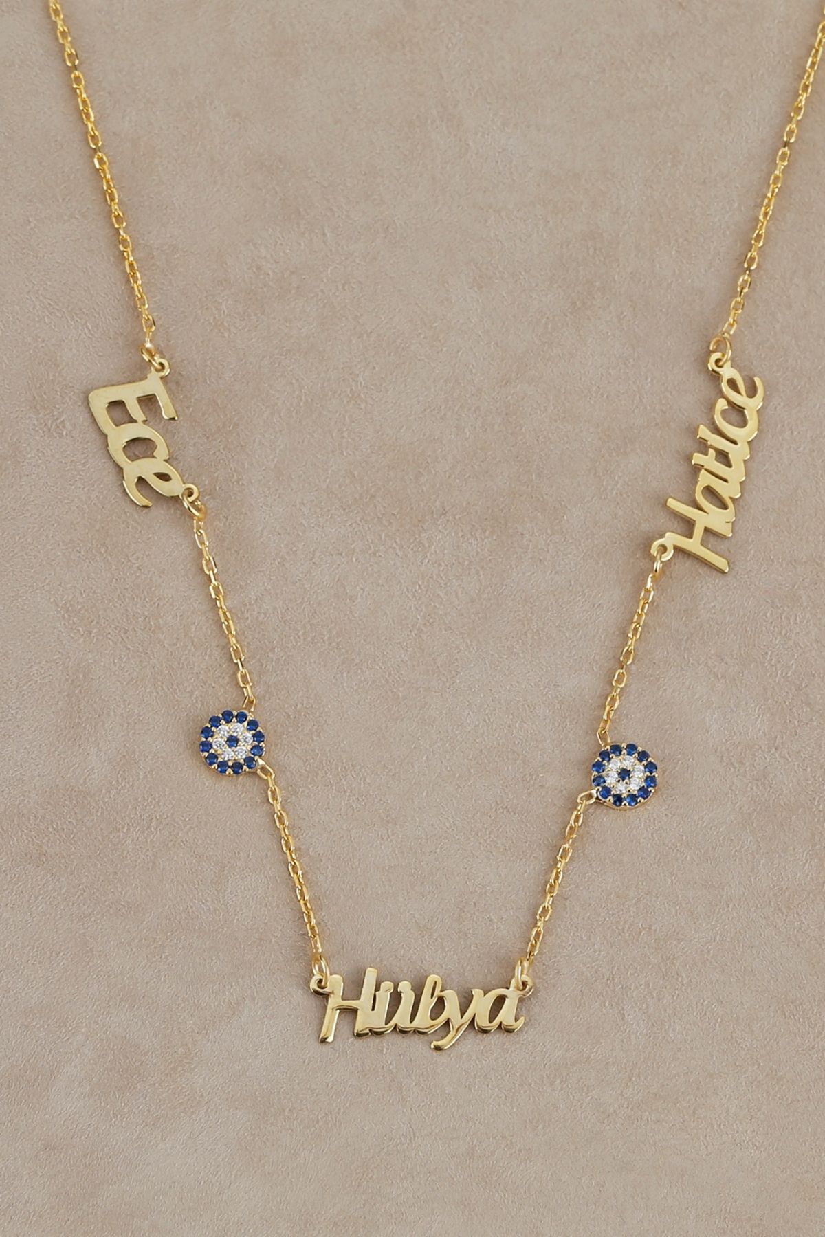 Gümüş Kişiye Özel Isimli Nazar Boncuklu Kolye