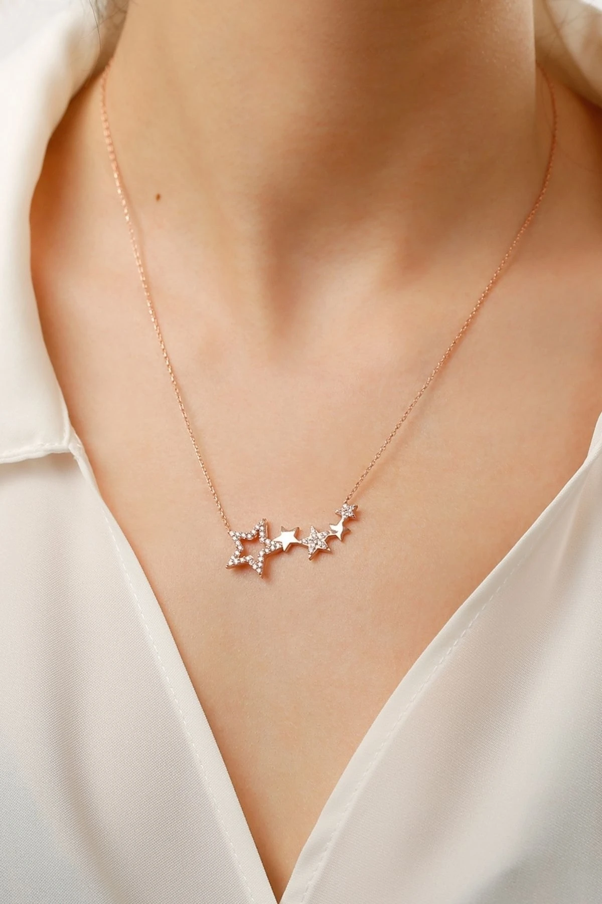 Gümüş Yıldızlı Kolye ( Rose Gold )