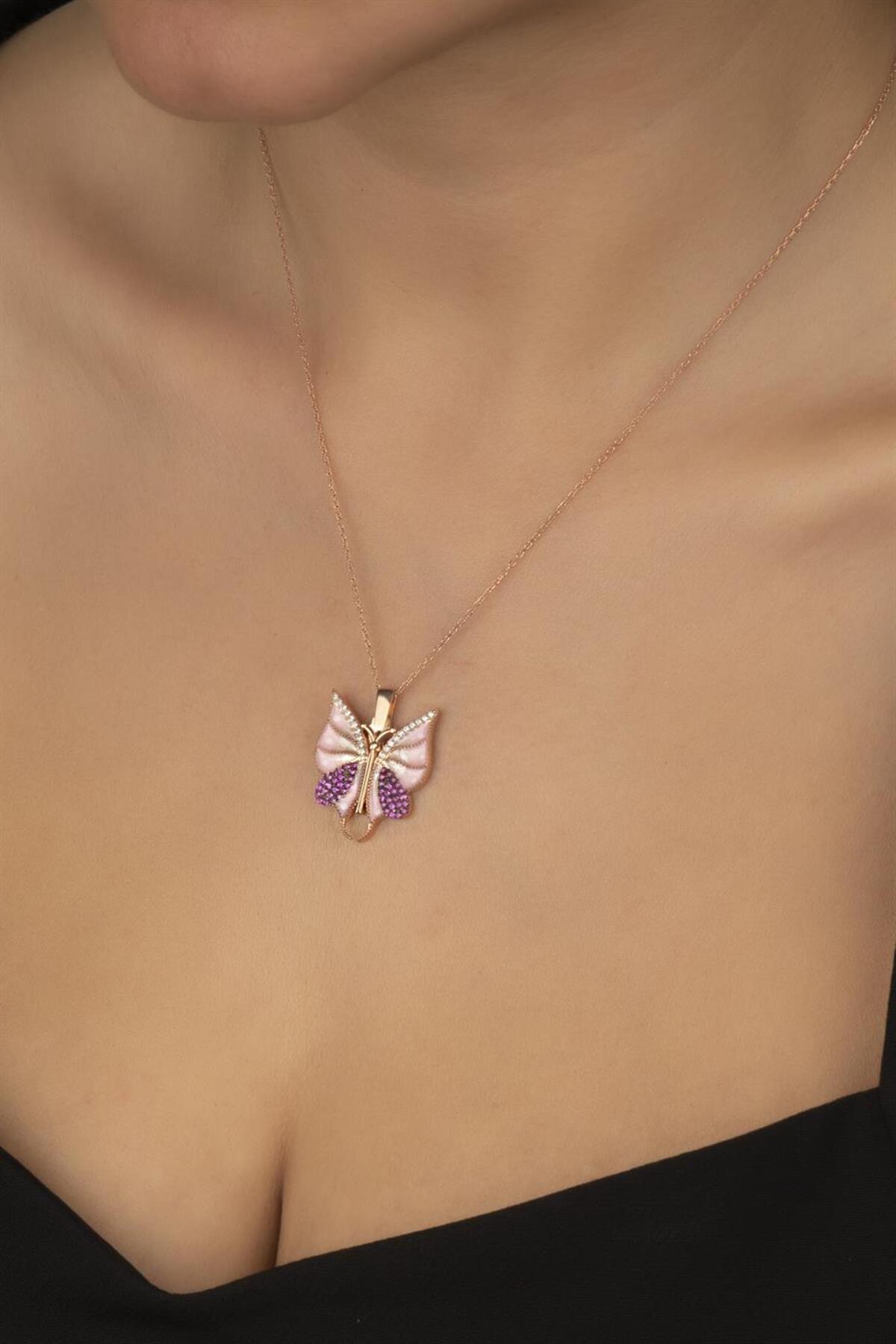 Gümüş Açılabilen Kelebek Kolye