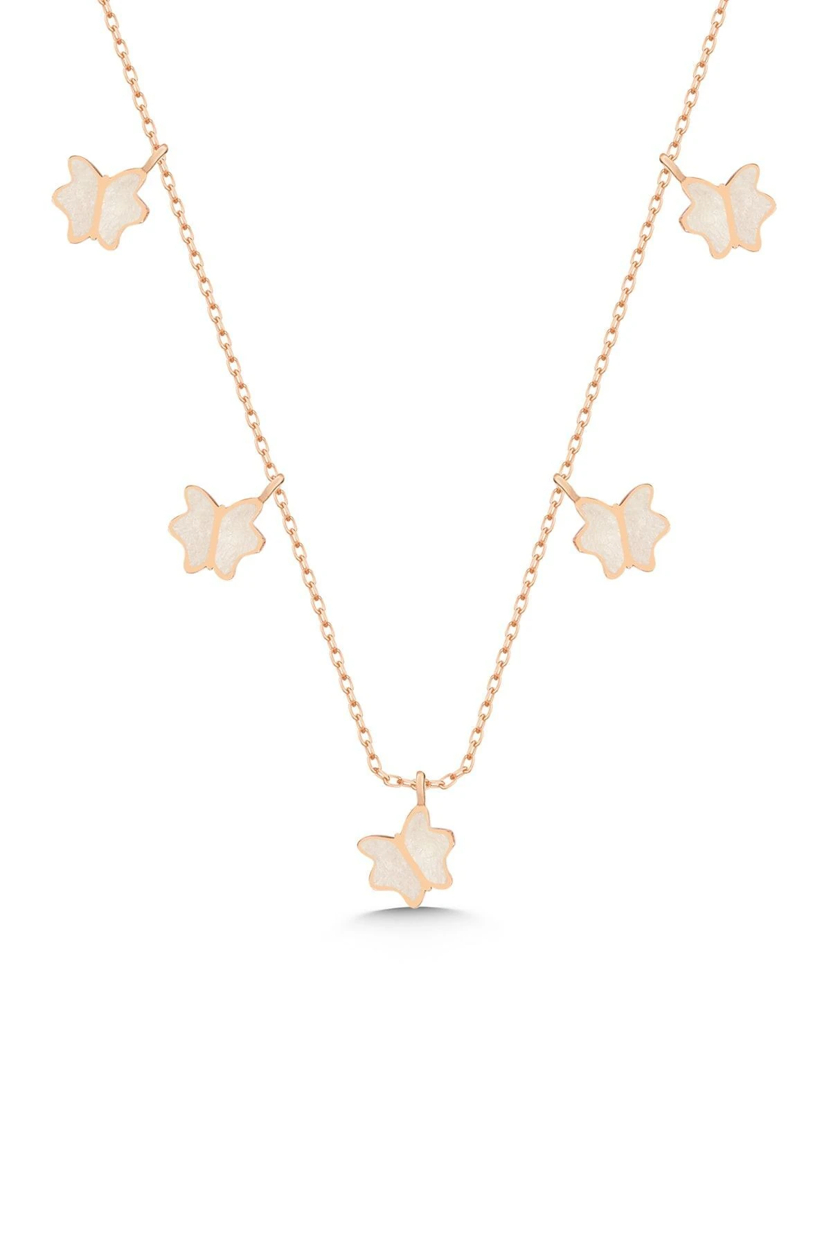 Gümüş Mineli Kelebek Şans Kolye