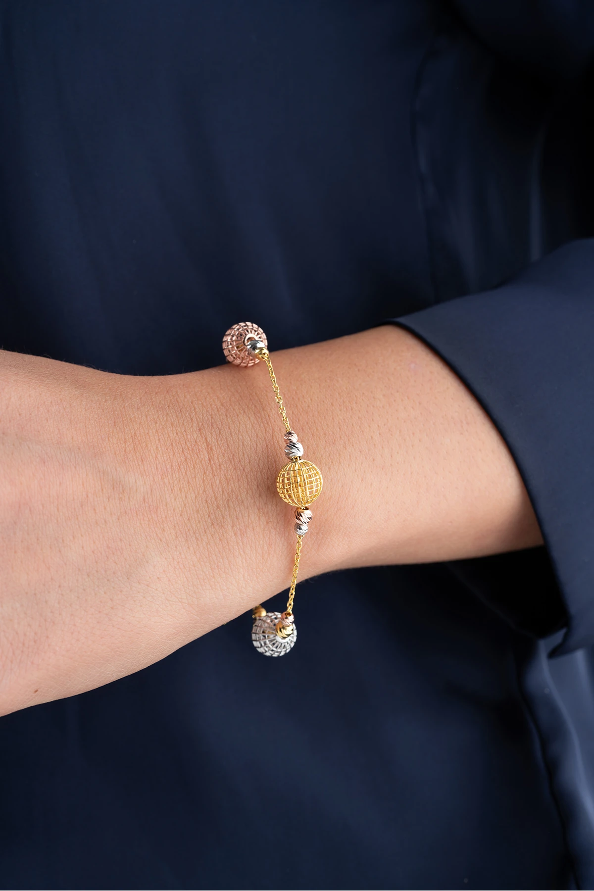 Gümüş 3 Renk Kafes Dorika Bileklik