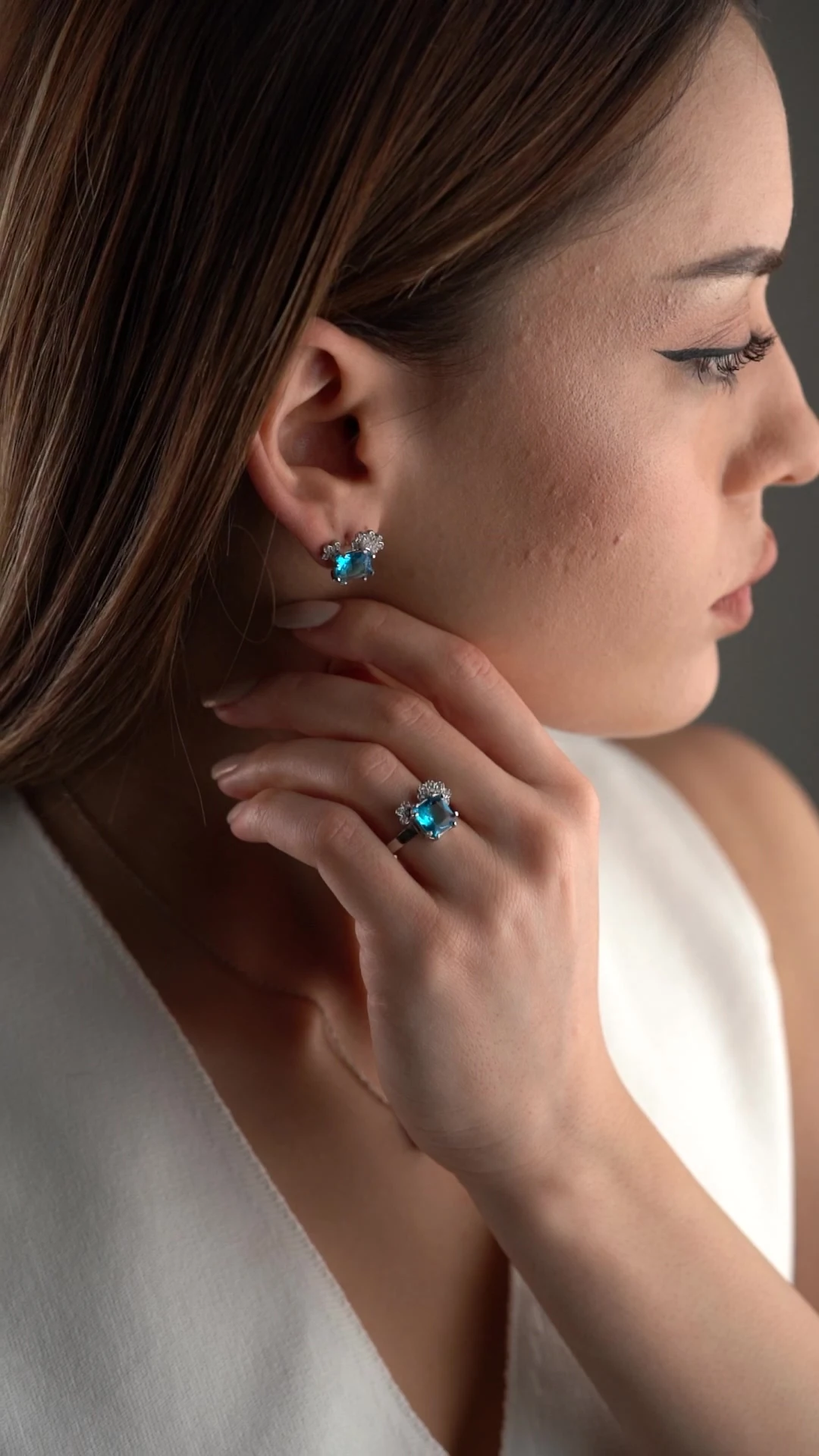 Gümüş Baget Taşlı Takı Seti