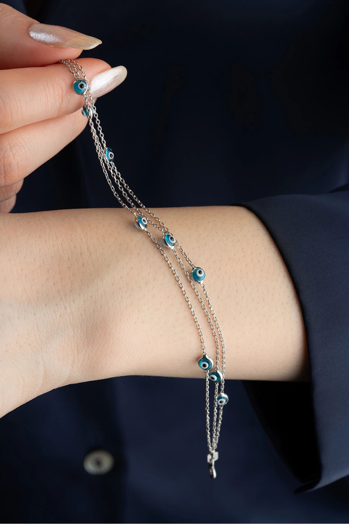 Gümüş Nazarlı Bileklik