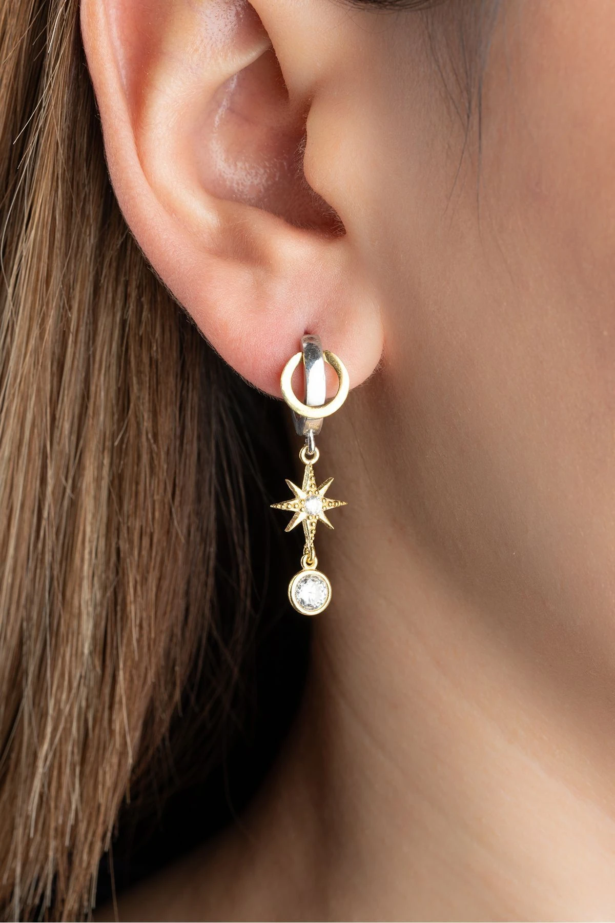 Gümüş Trend Yıldız Küpe