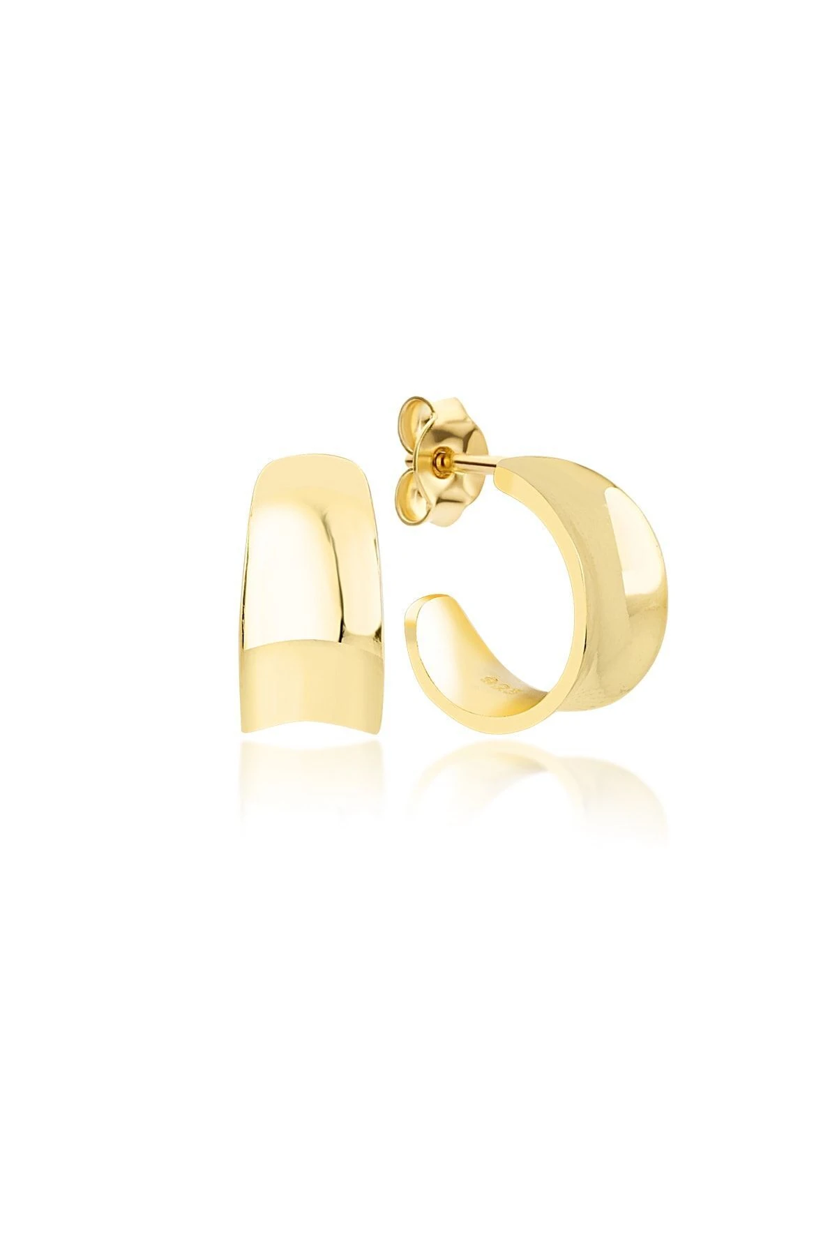 Gold Taşsız Halka Gümüş Küpe