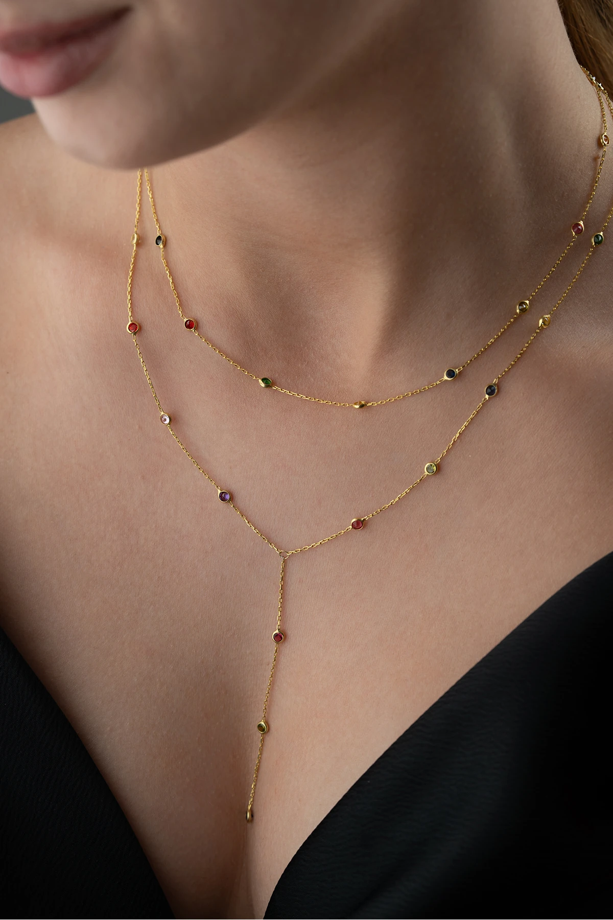 Gümüş Mix Taşlı Salaş Kolye