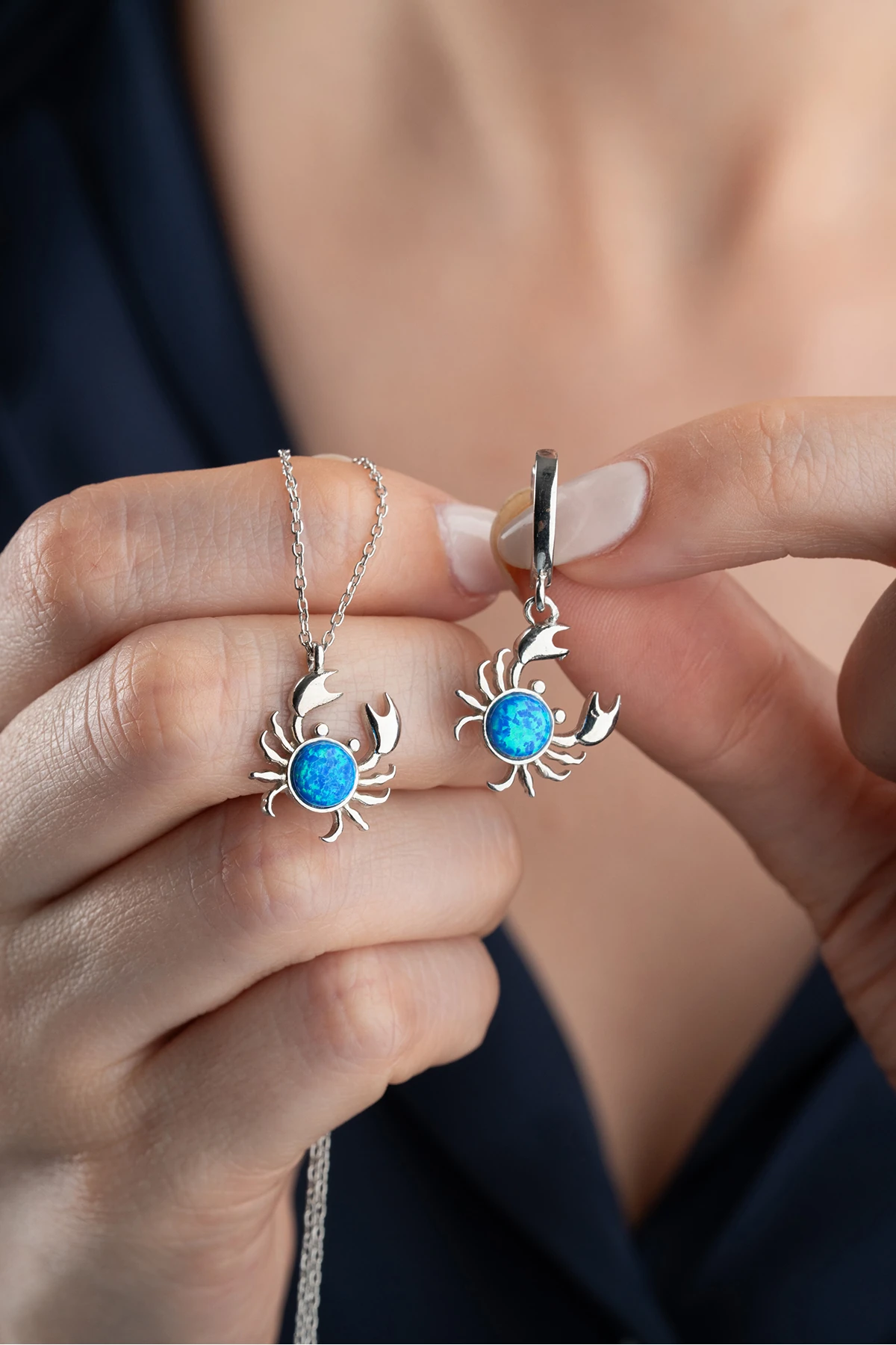 Gümüş Yengeç Takı Seti