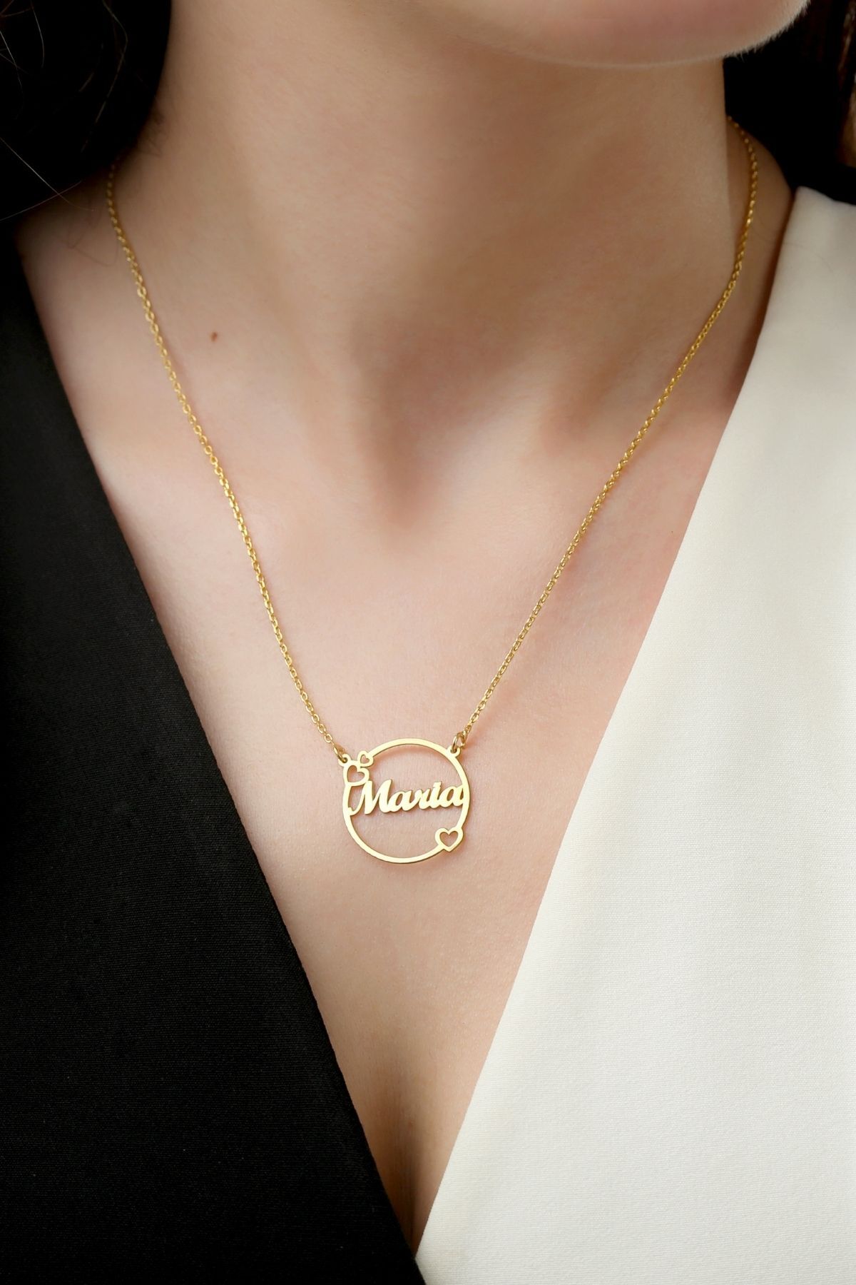 Gümüş Isimli Kalpli Kolye