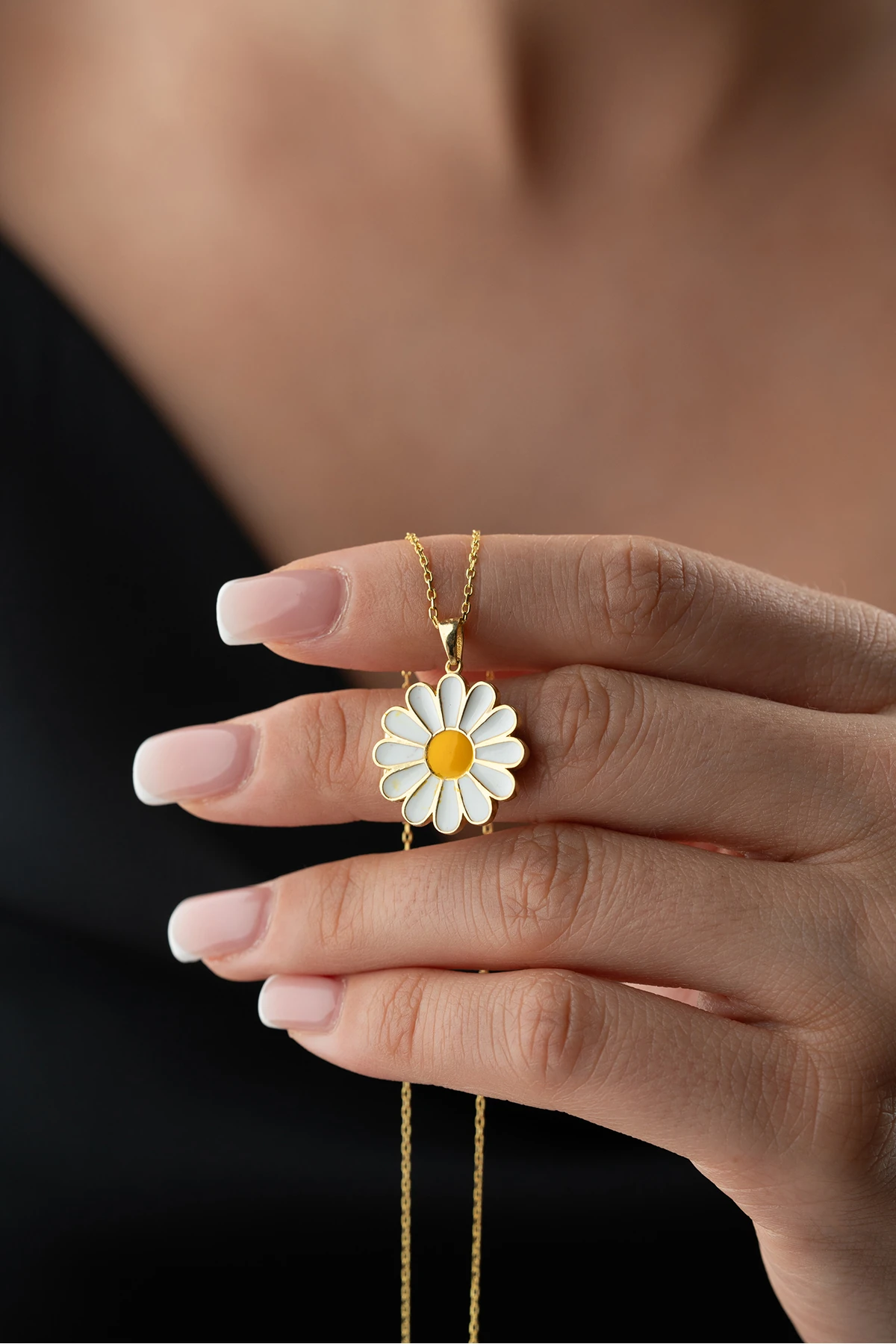 Gümüş Resimlik Papatya Kolye