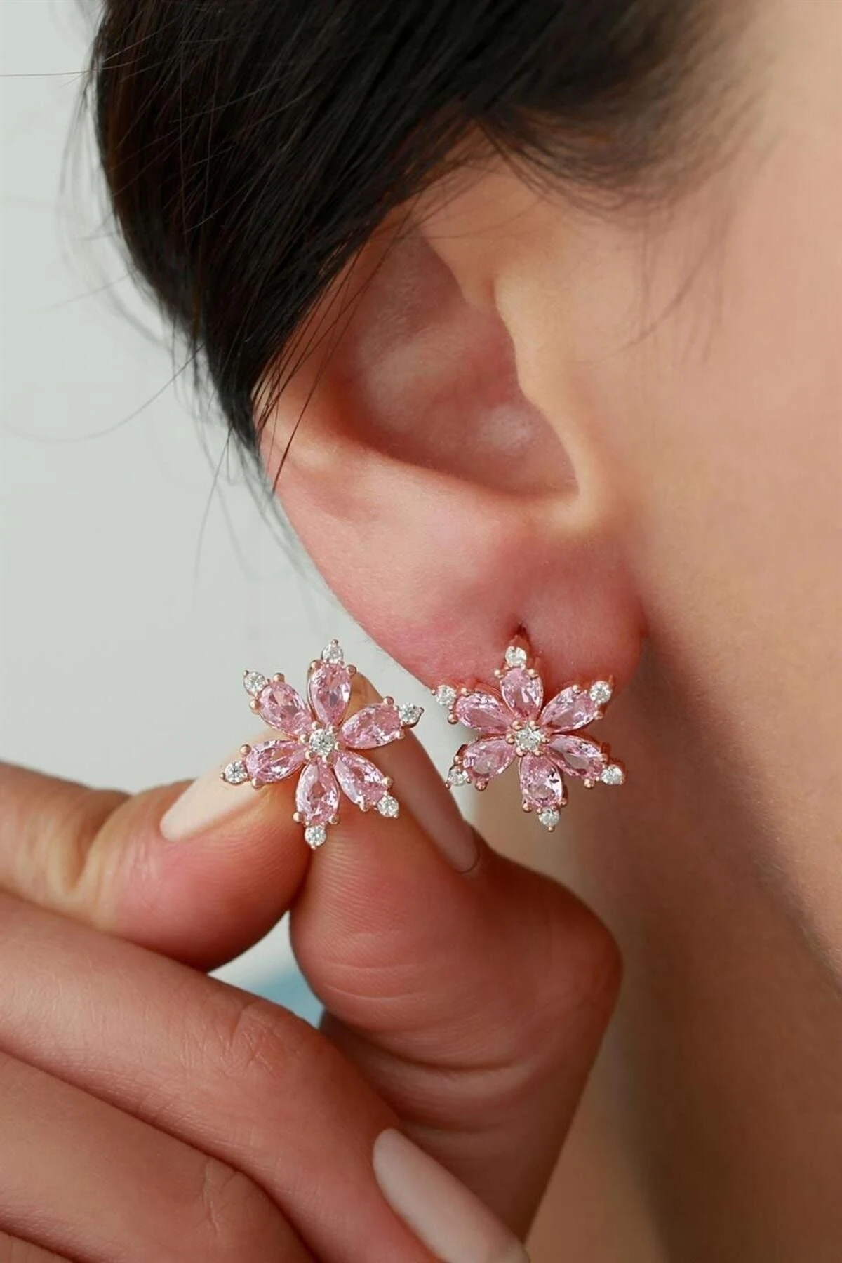 Gümüş Lotus Çiçeği Küpe