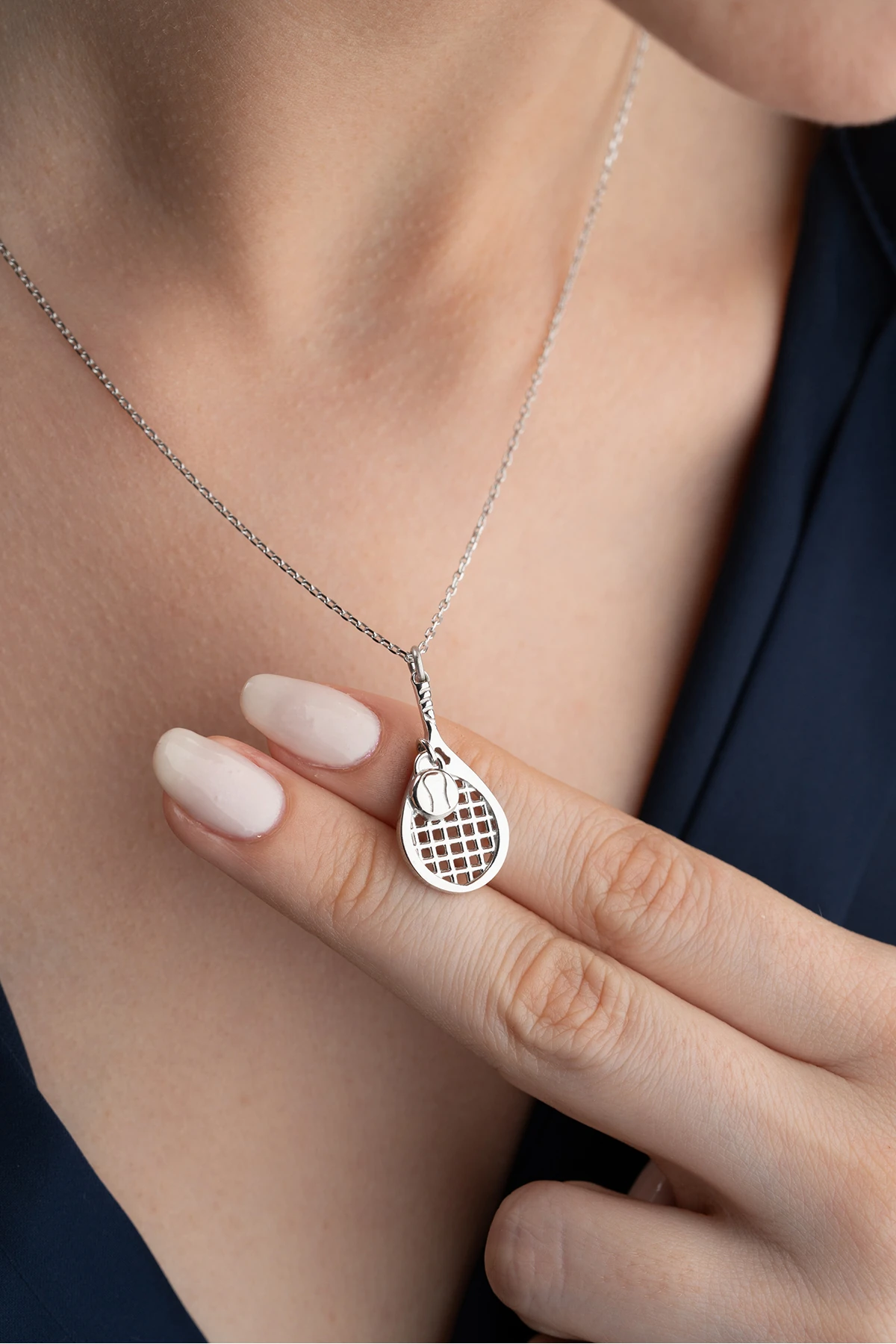 Gümüş Tenis Raketi Kolye