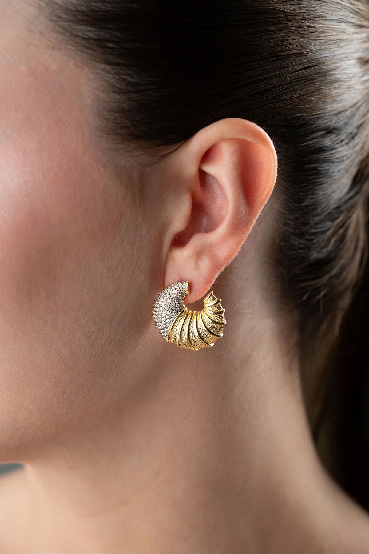 Gümüş Taşlı Deniz Kabuğu Küpe