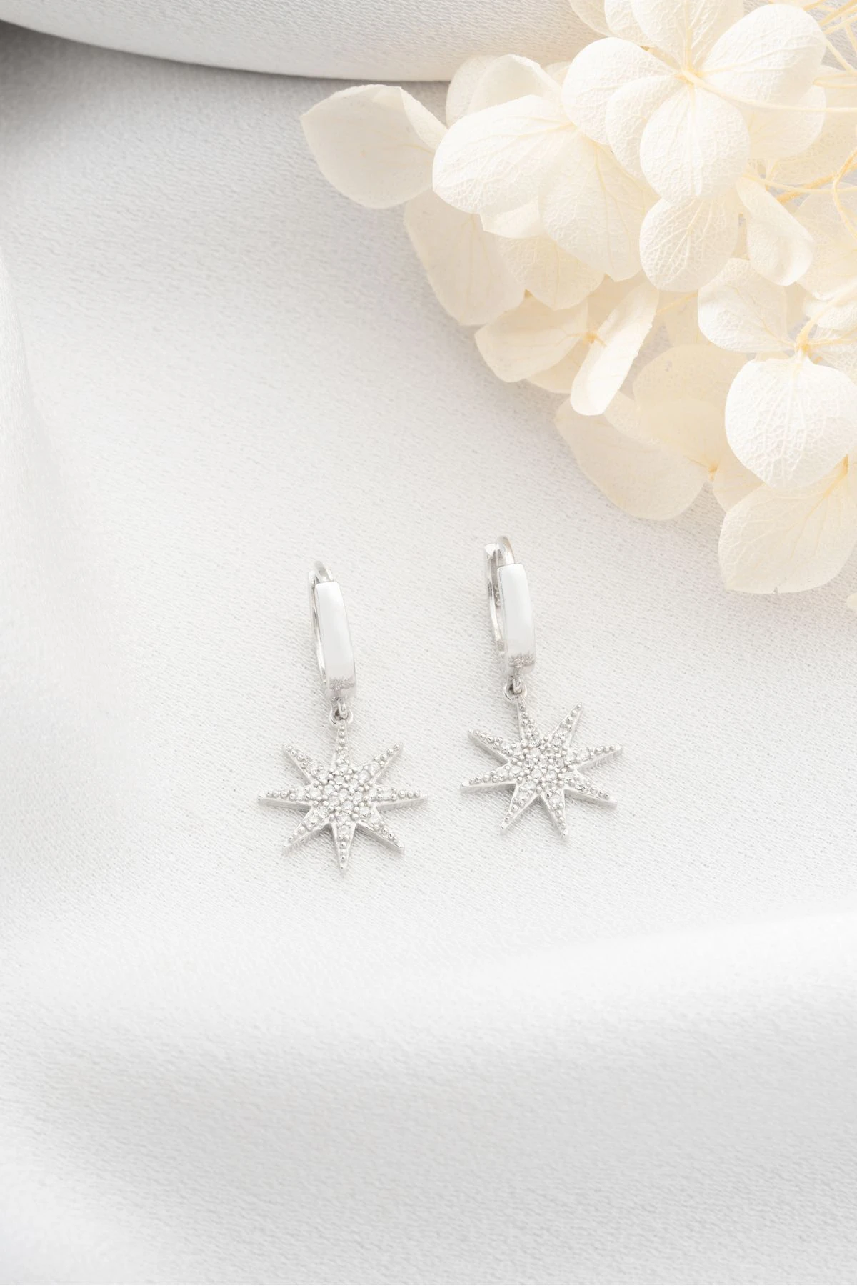 Gümüş Halka Kutup Yıldızı Küpe