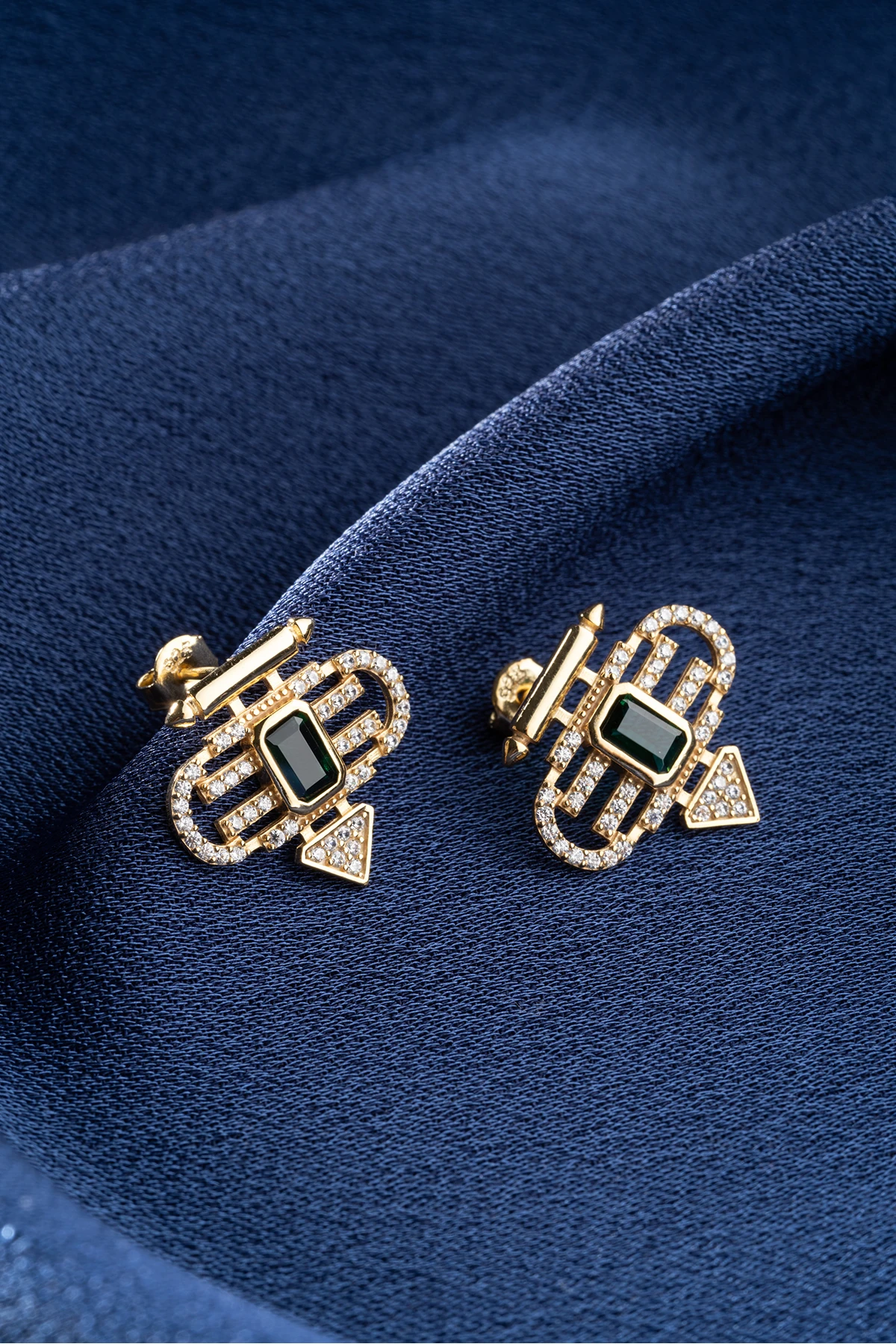 Gümüş Zümrüt Yeşil Şeyma Küpe