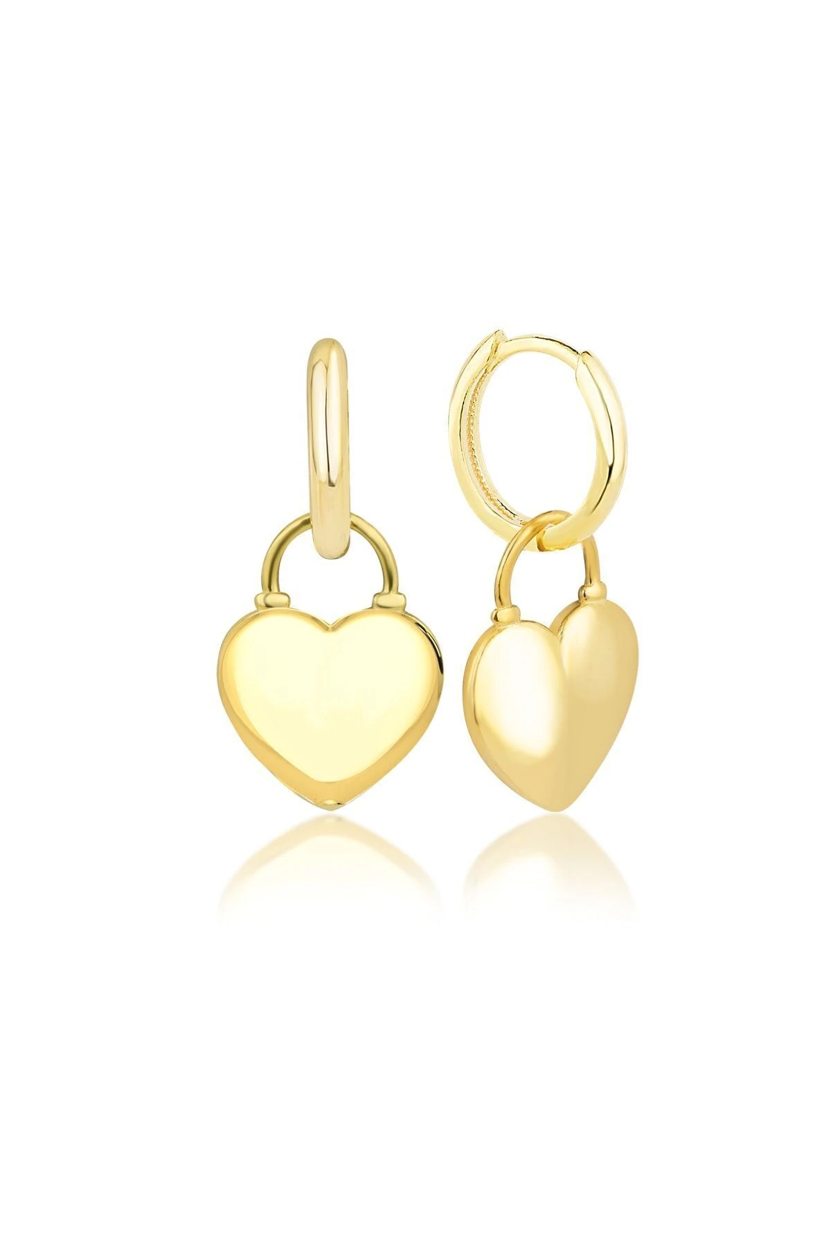 Sallantılı Kalp Gümüş Küpe