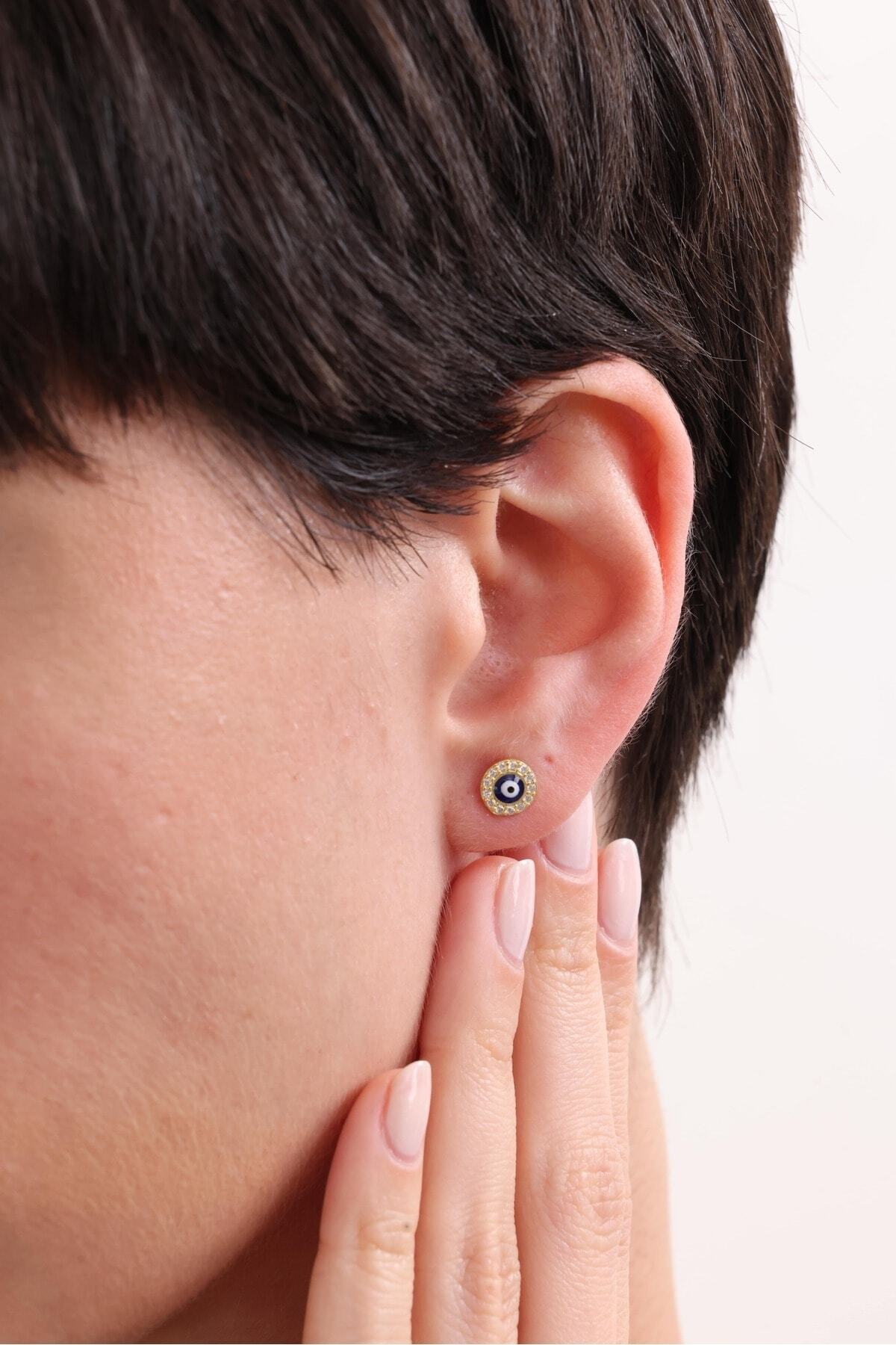 Gümüş Minik Göz Nazar Küpe