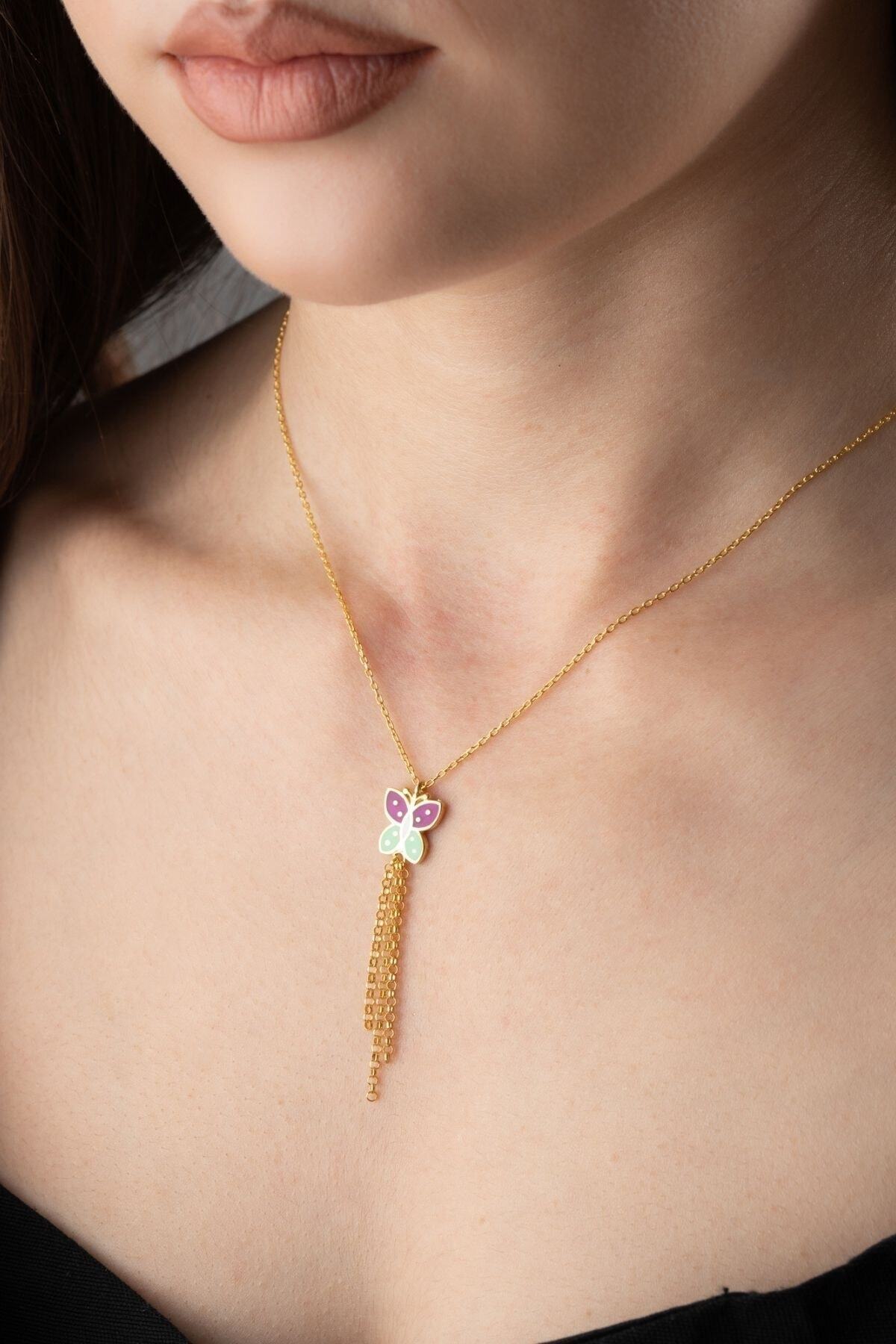 Gümüş Sallantılı Kelebek Kolye